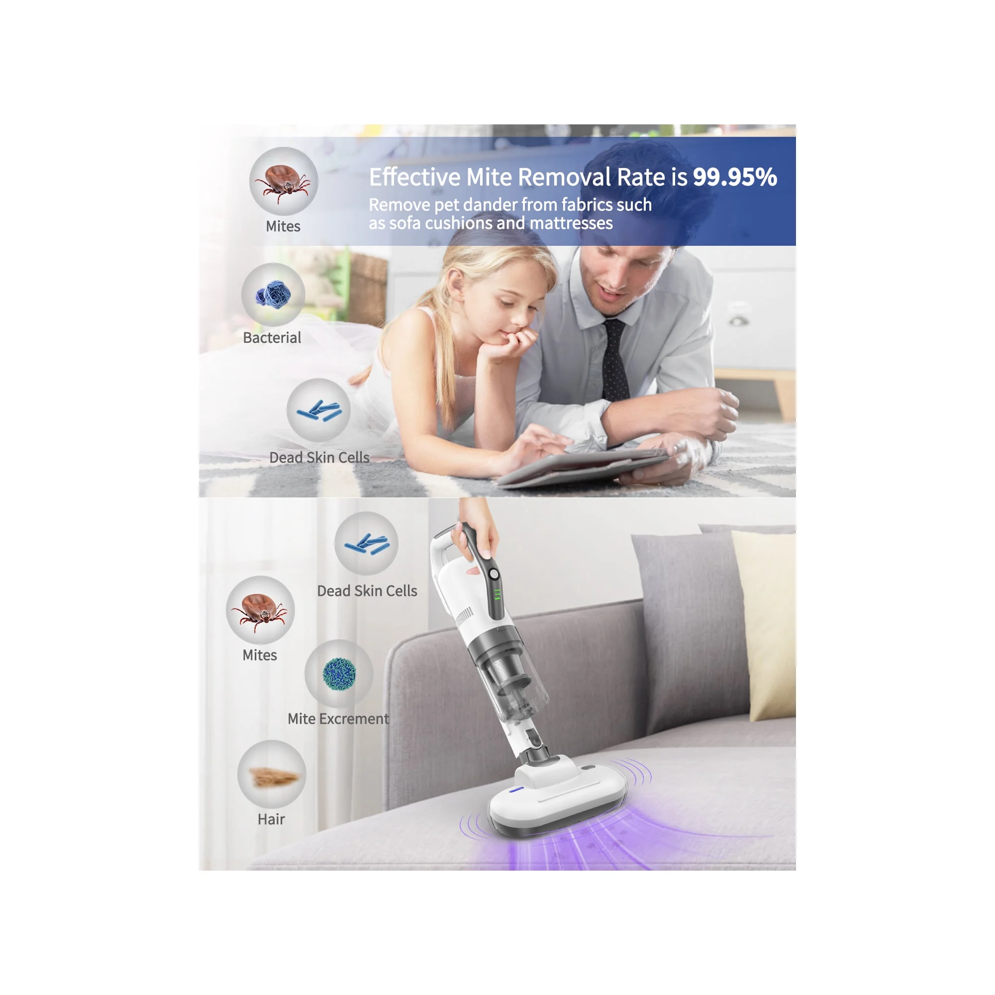 Aposen Cordless Vacuum 4-in-1 Lightweight Stick Vacuum Cleaner with Mite Remover for Bed Sofa Carpet Hard Floors H22S