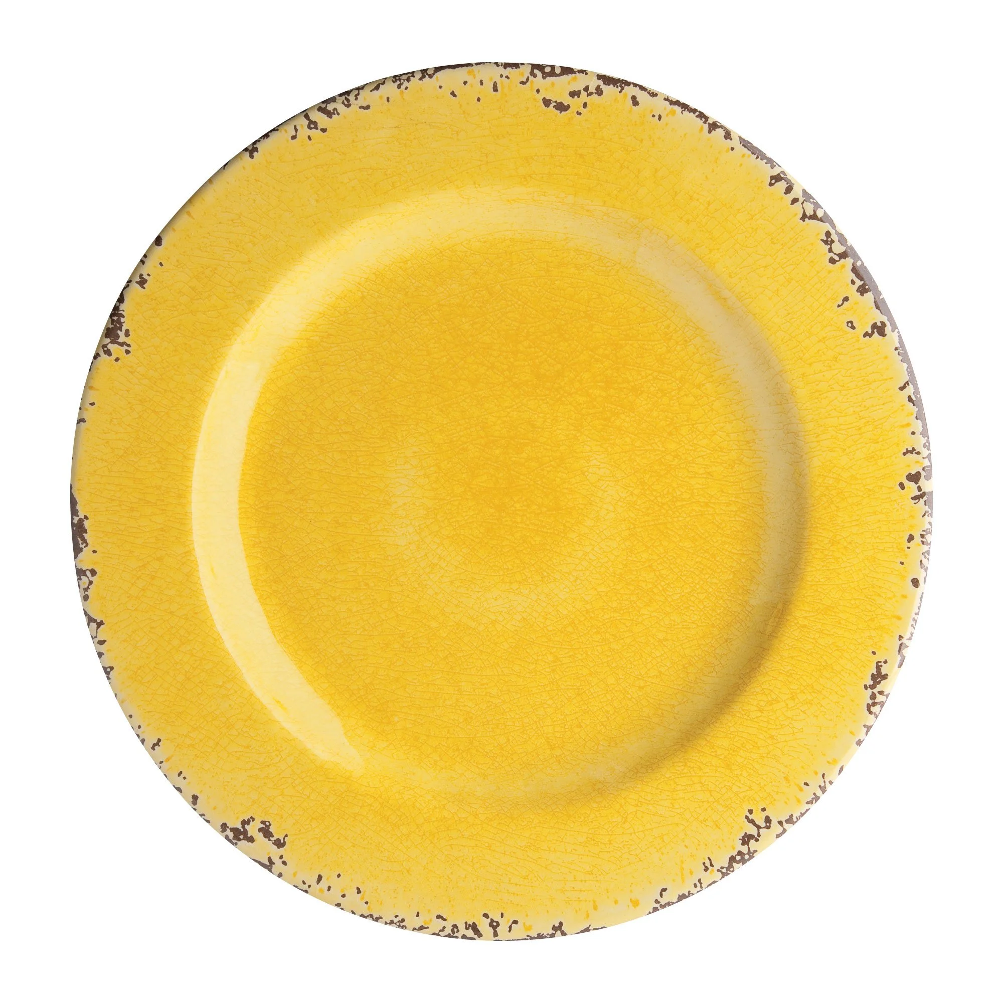 Gourmet Art 16-Piece Crackle Heavyweight and Durable Melamine Dinnerware Set, Yellow, Service for 4. Includes Dinner Plates, Salad Plates, Dessert Plates and Bowls. for Everyday Use.