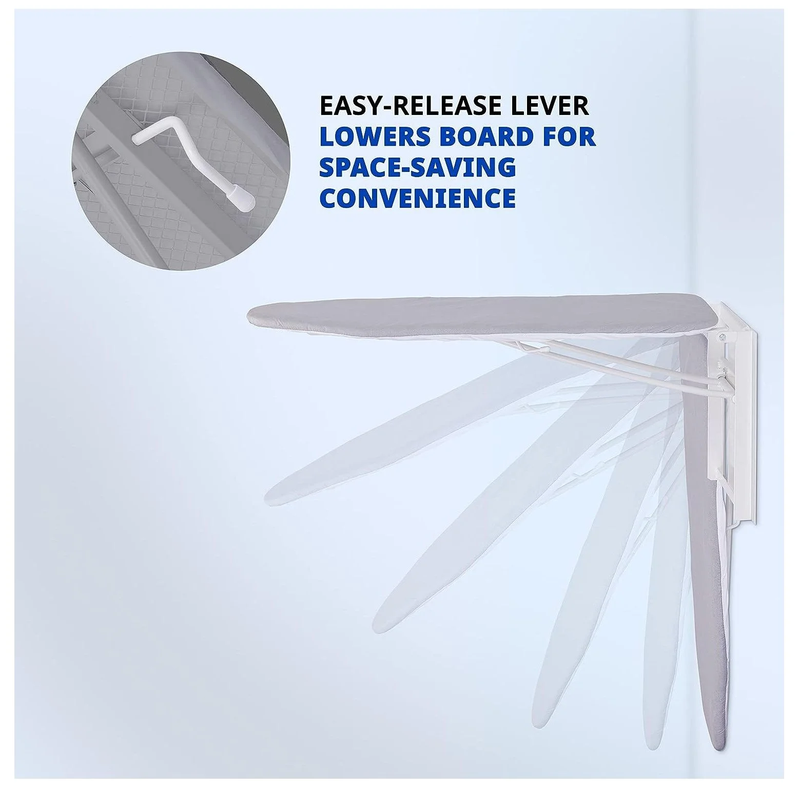 CintBllTer Wall-Mounted Ironing Board | Foldable 36.2�� x 12.2��, Fold Down Ironing Station for Home, Apartment & Dorms, Easy-Release Lever, Removable Cotton Cover, Mounting Hardware Included