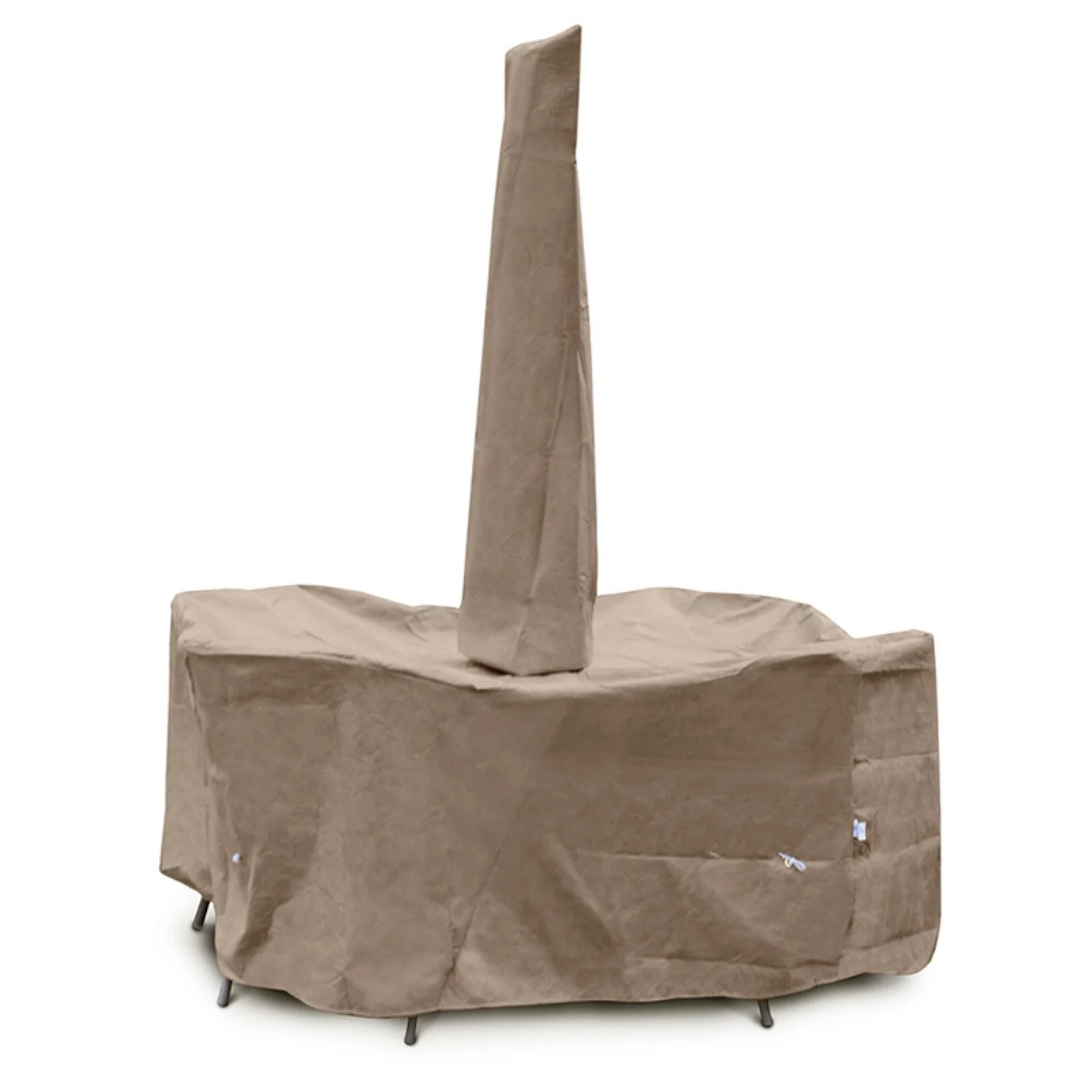 KoverRoos 31261 KoverRoos III 80 in. Round Table High Back Dining Set Cover with umbrella hole, Taupe - 114 Dia x 36 H in.