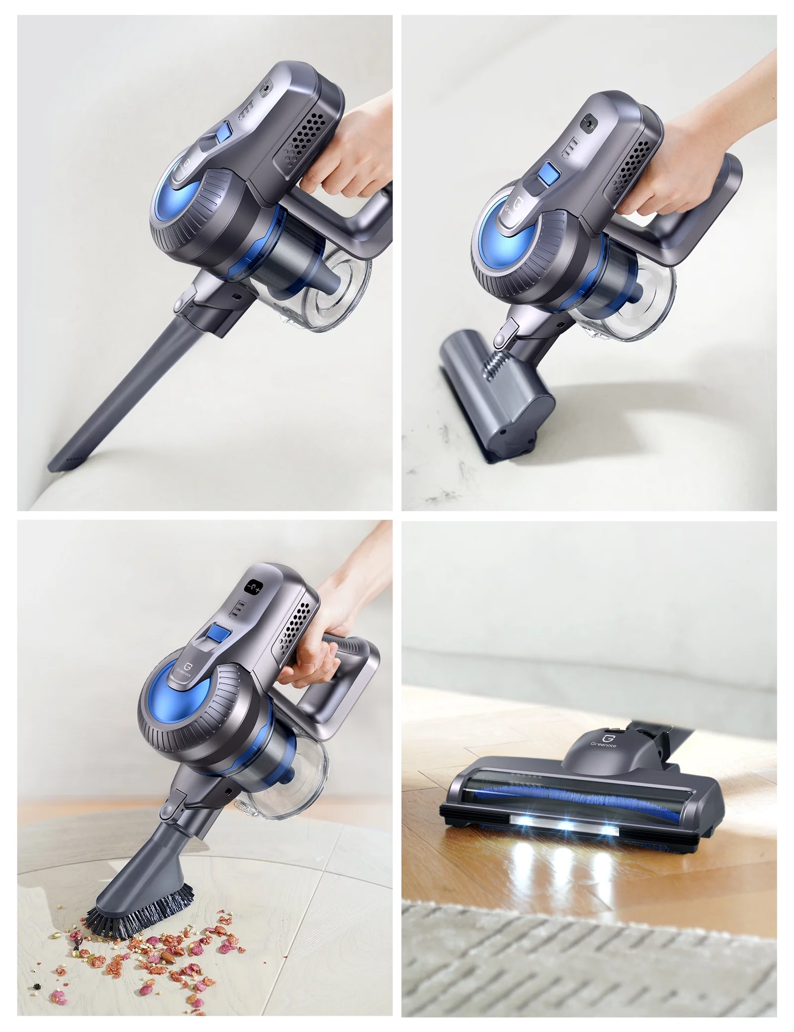 Cordless Vacuum Cleaner 26000PA,Lightweight Stick Vacuum Cleaner for Carpet, Pet Hair ,Kitchen, Dining Room, with LED Headlight