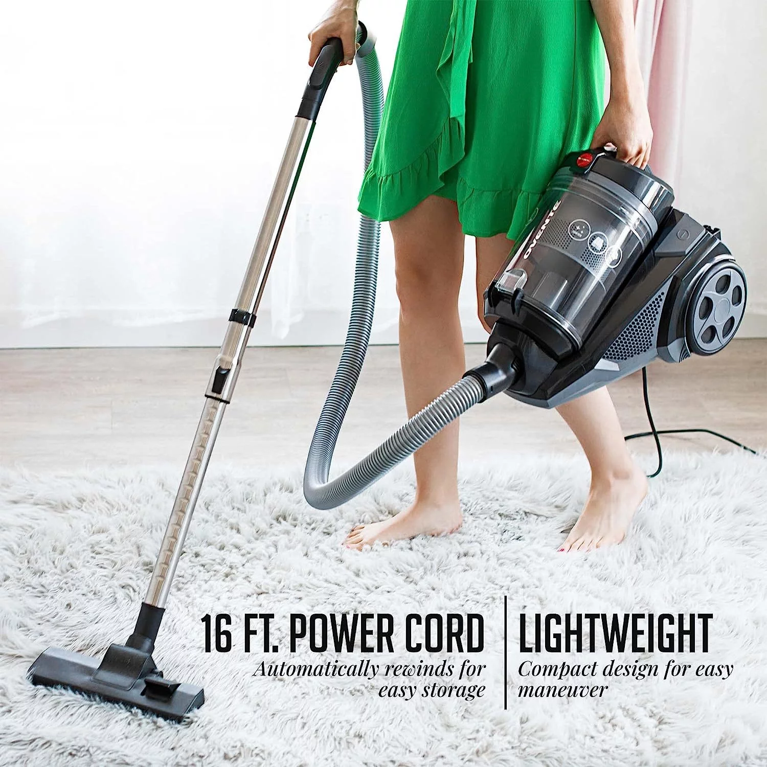 Bilot Heavy Duty Electric Bagless Canister Vacuum Cleaner 3L Dust Cup, Portable Corded Suction Vacuum Machine with Cleaning Tools Compact Easy to Clean & Storage, Black ST2620B