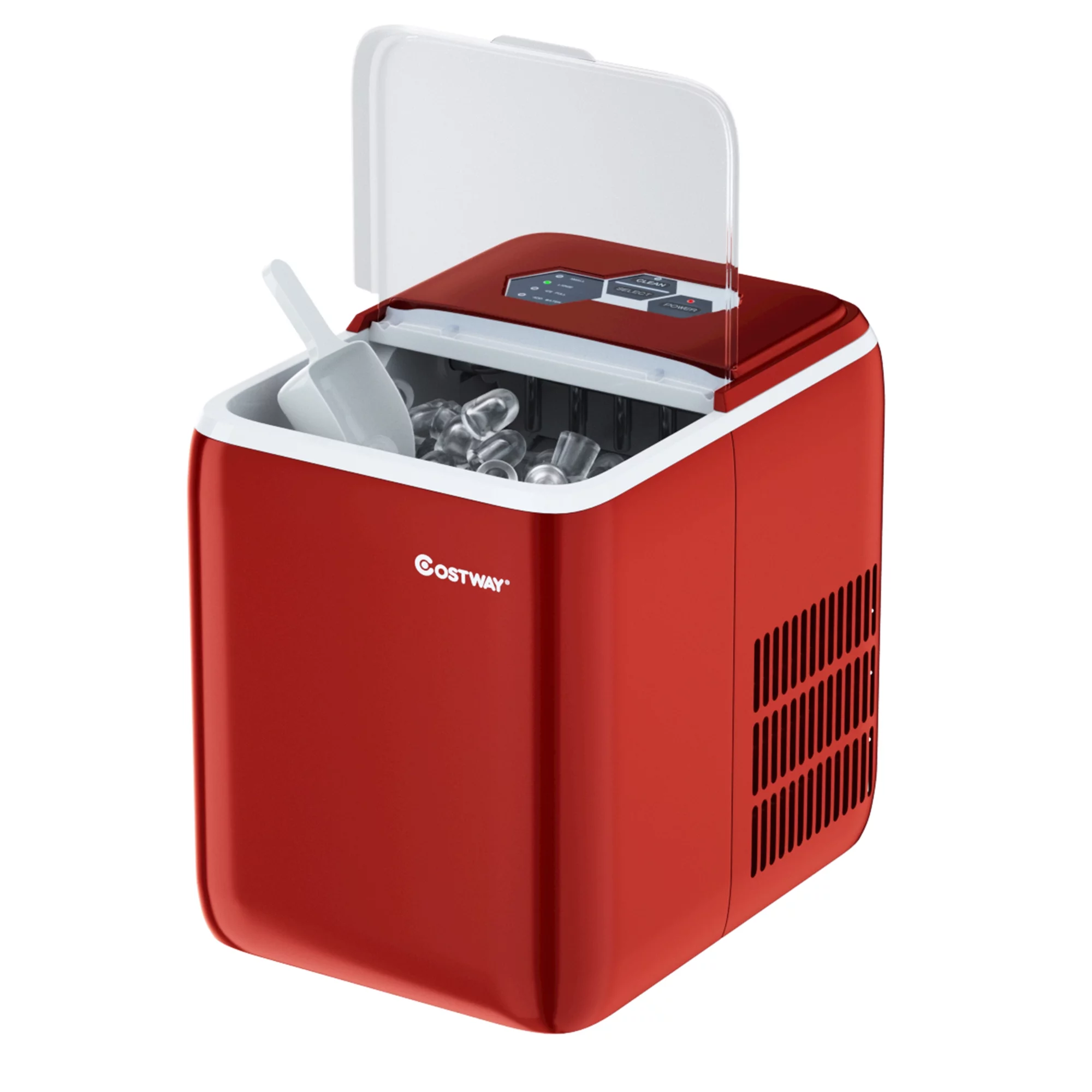 Costway Portable Countertop Ice Maker Machine 44Lbs/24H Self-Clean w/Scoop Red