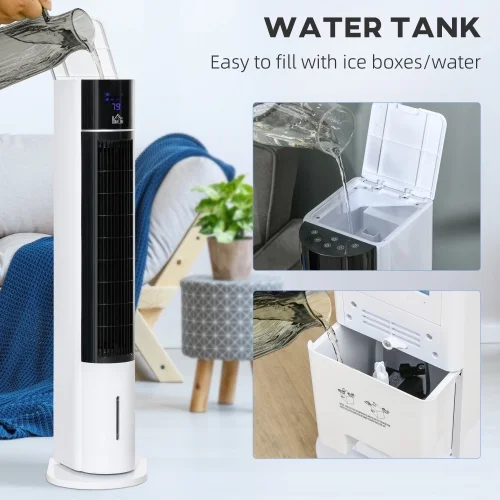 Cergrey 42' Portable Air Cooler Fan for Home Office with Timer, 3-In-1 Ice Cooling Tower Fan Humidifier, 3 Modes & 3 Speeds, Remote Control, White