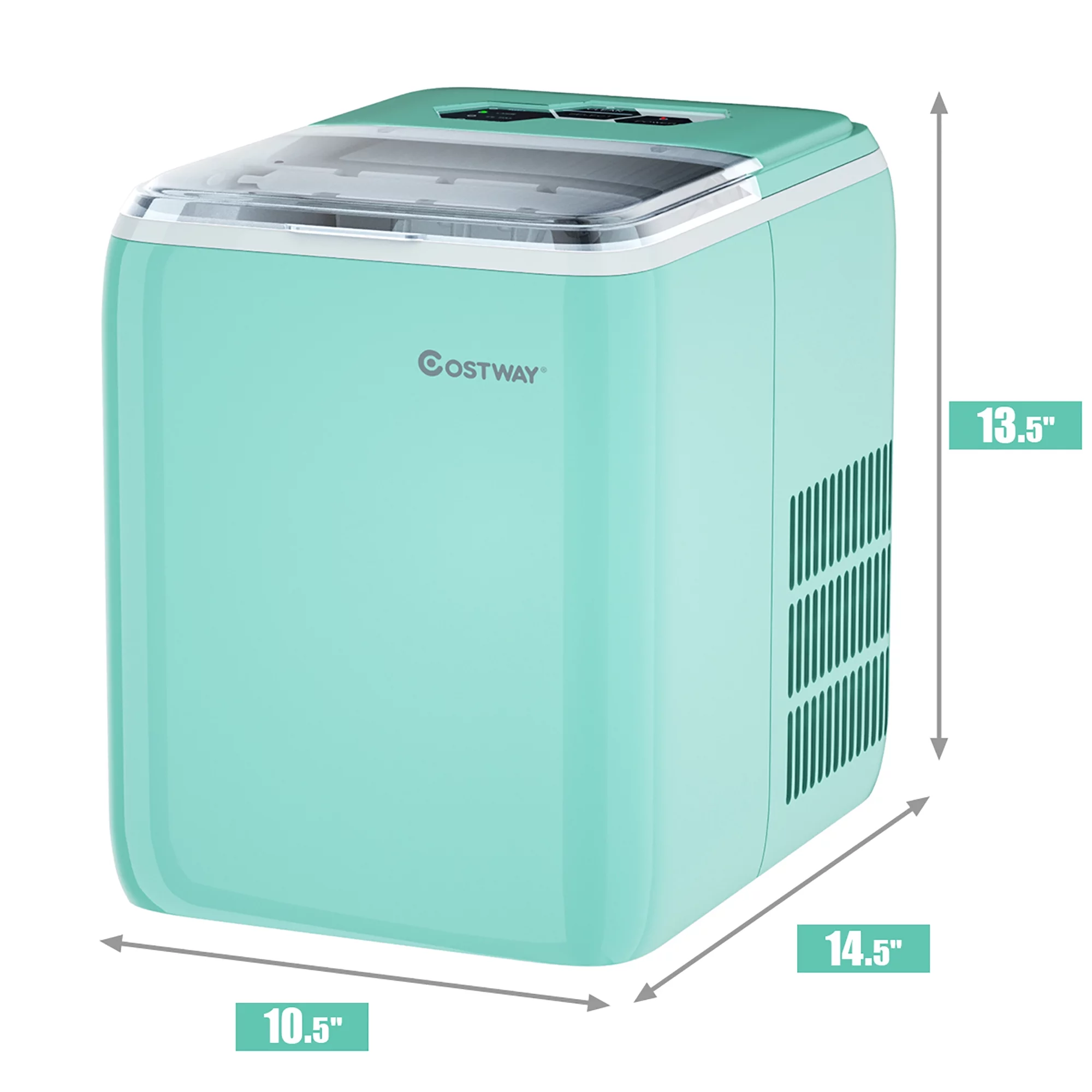 Costway Portable Countertop Ice Maker Machine 44Lbs/24H Self-Clean w/Scoop Mint Green