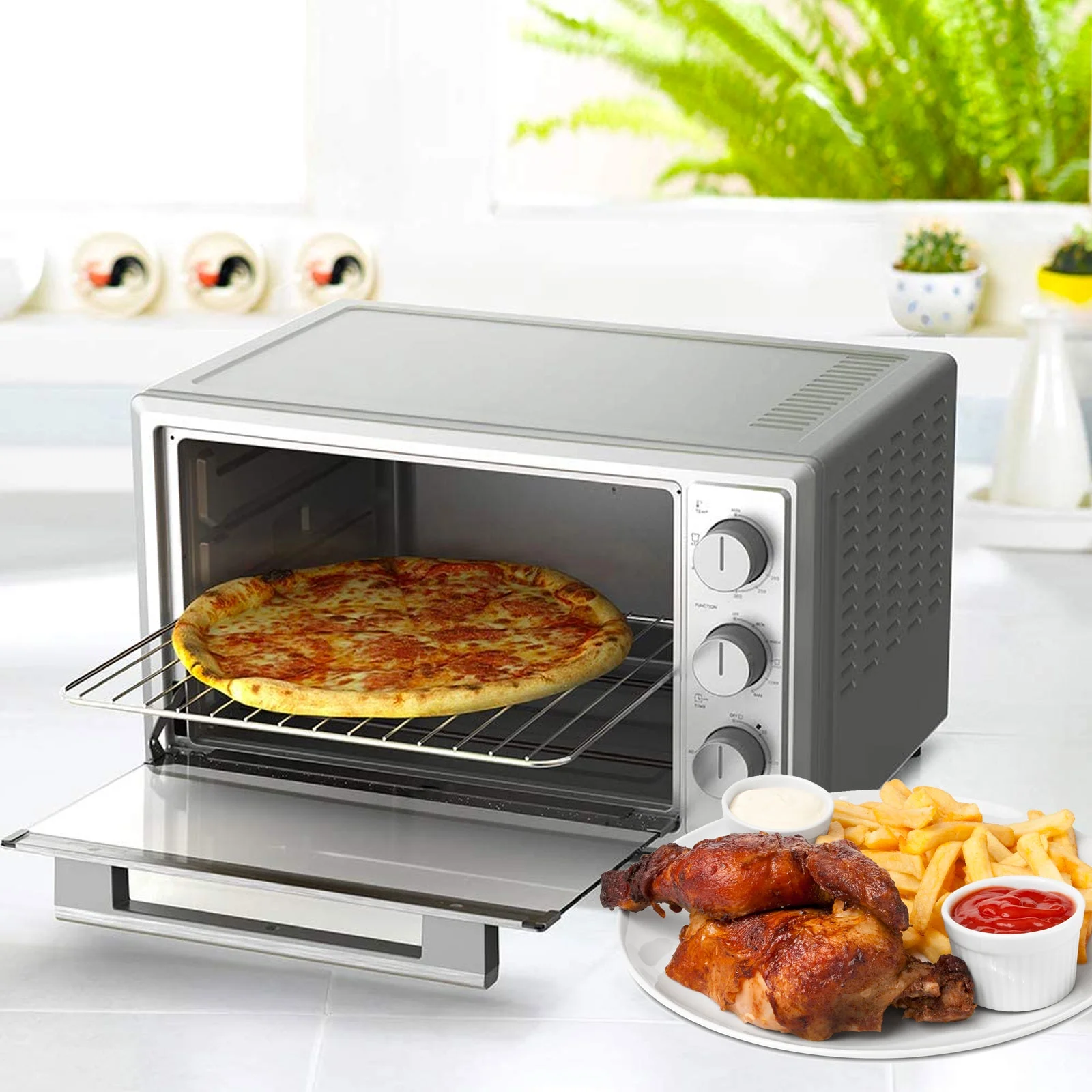 Countertop Large Toaster Oven Fits 6 Slices of Toast/13' Pizza - for Toast, Broil, Bake, Keep Warm, Convection (45Qt)