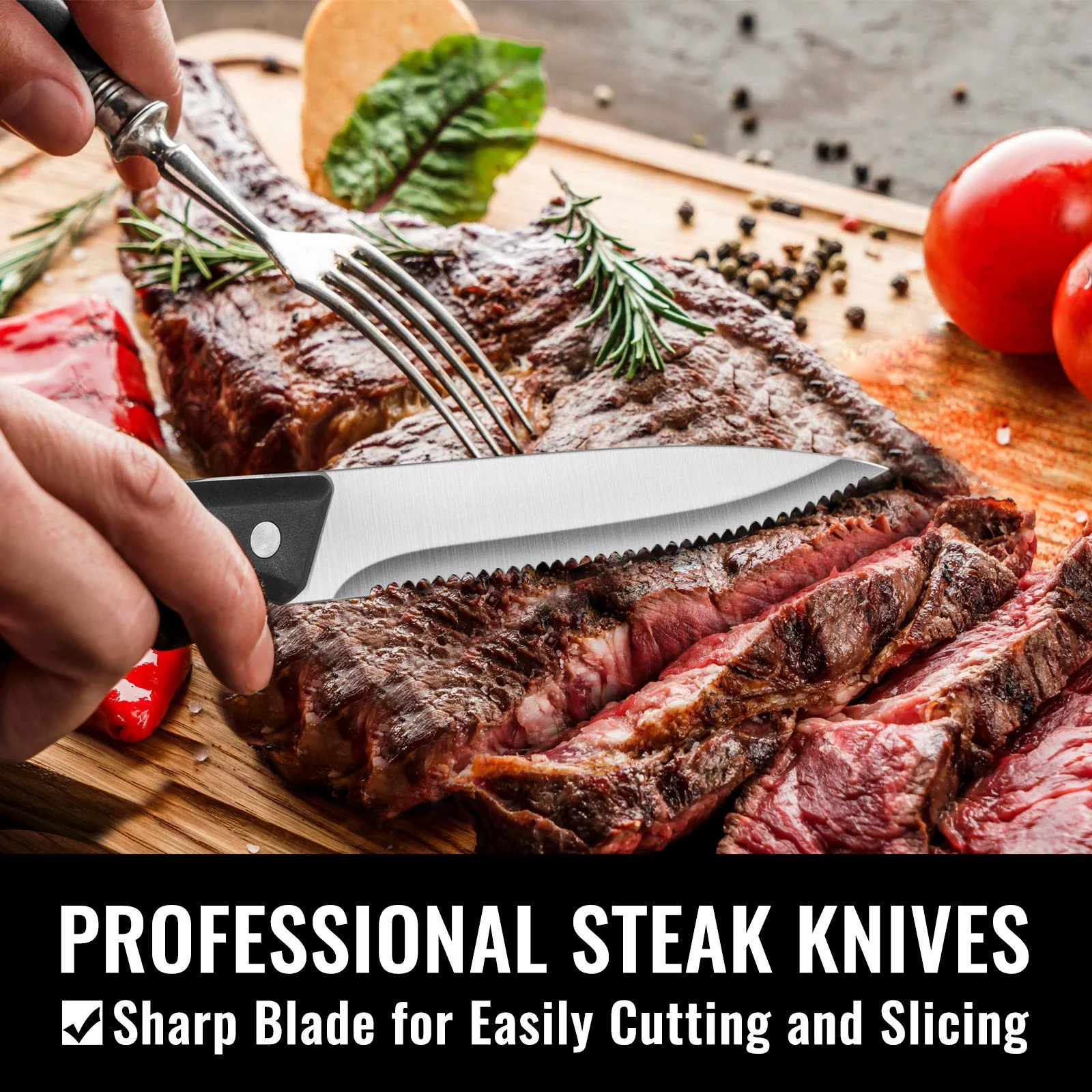 48-Piece Silverware Set with Steak Knives for 8, Stainless Steel Flatware Cutlery Set For Home Kitchen Restaurant Hotel, Kitchen Utensils Set, Mirror Polished, Dishwasher Safe