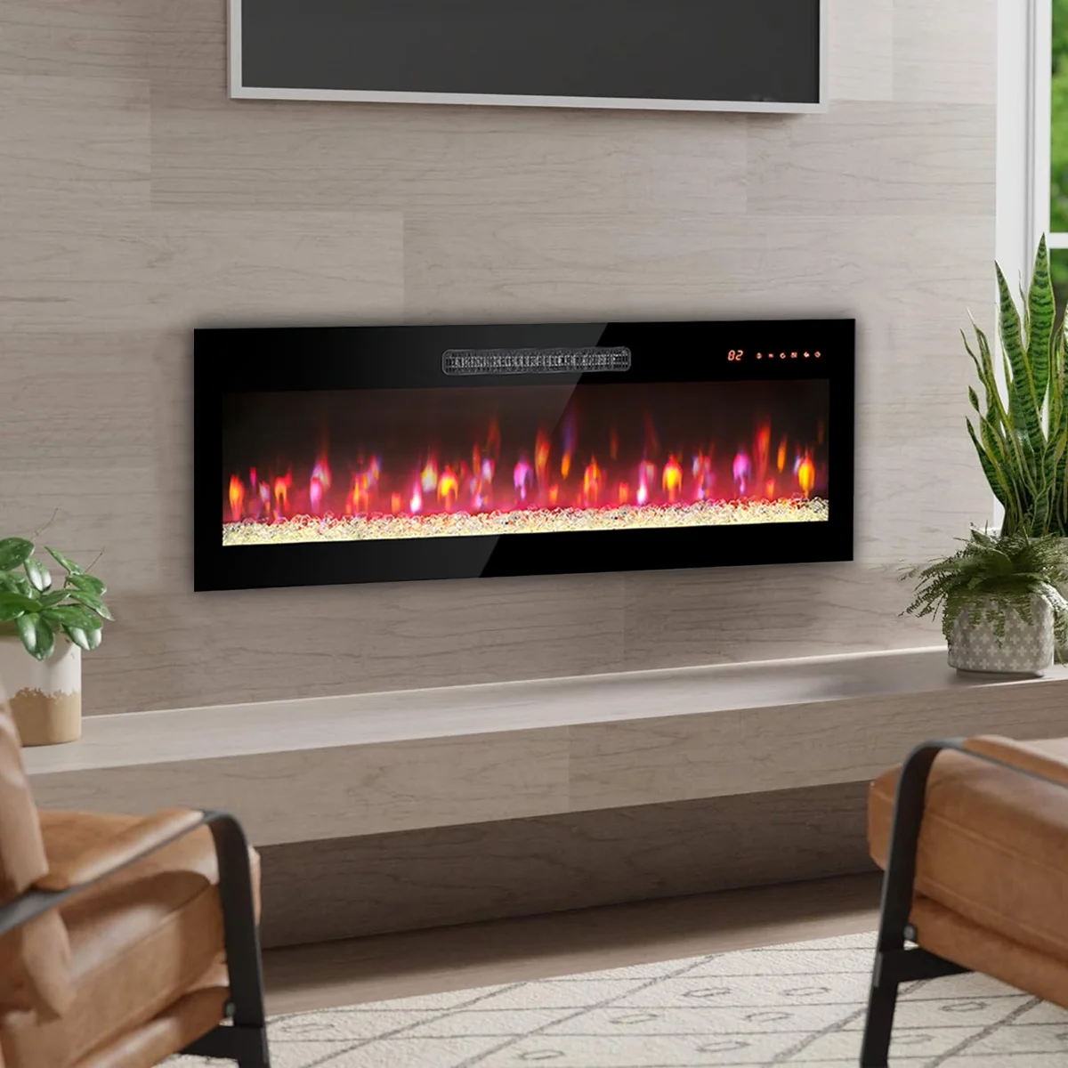 HestiNysus 50'' Inset Electric Fireplace with Remote Control and Multi-Color Flame Effects