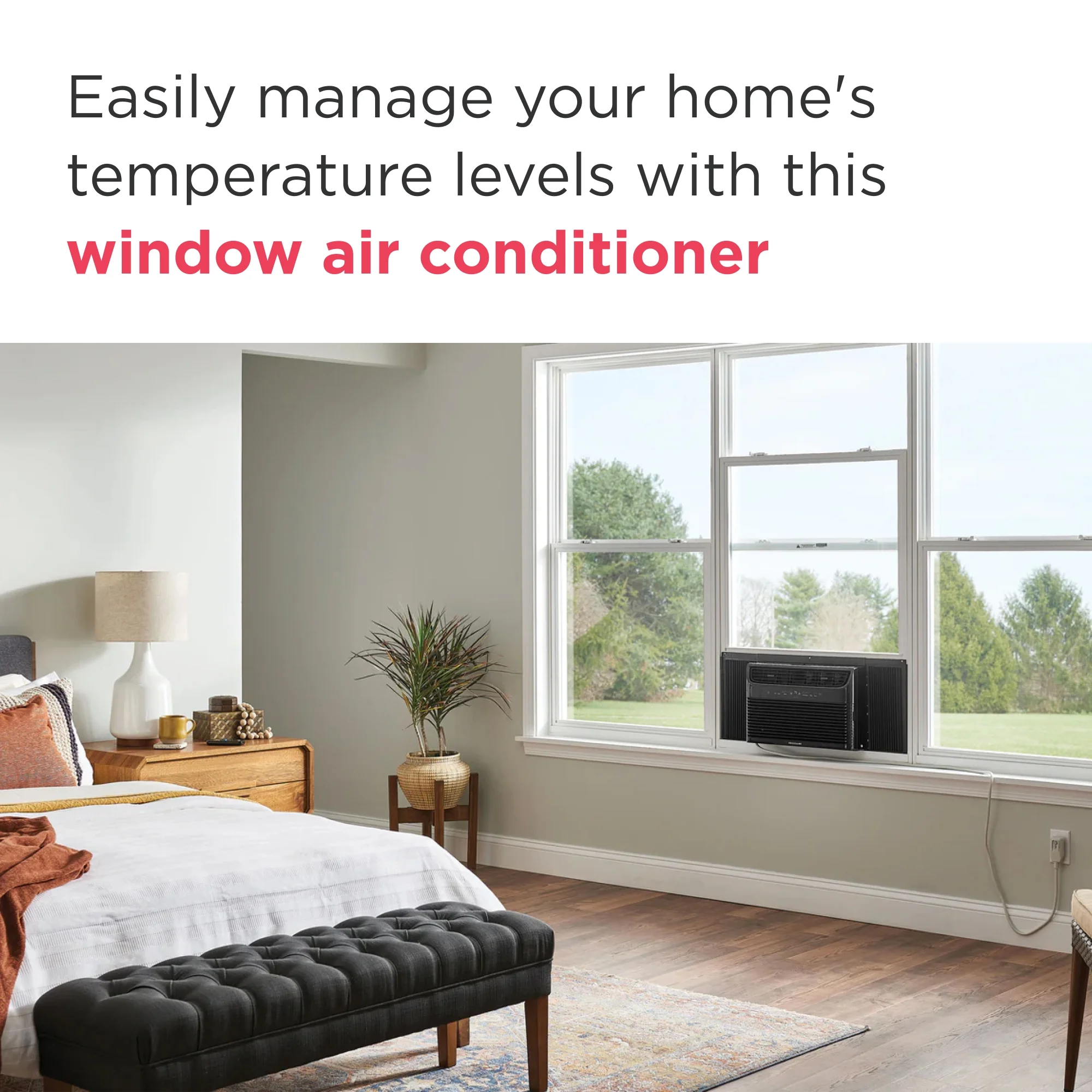 Frigidaire 8,000 BTU 350 sq ft Window Air Conditioner with Remote, Black,FHWC083WAB