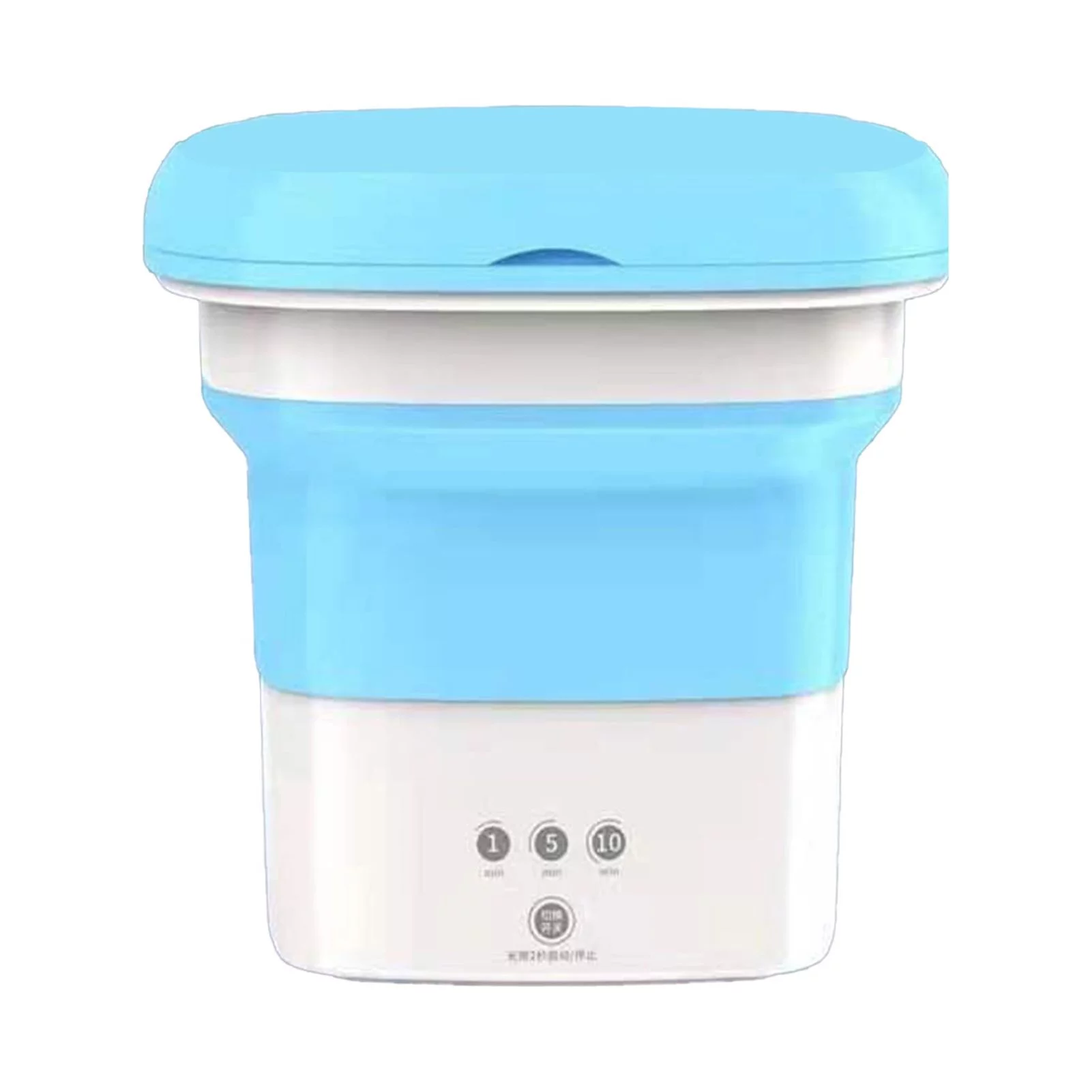 Anvazise 1 Set Washing Machine with Handle Timing Button Touch Control Foldable Labor Saving Large Capacity Laundry Machine Home Supply Blue One Size