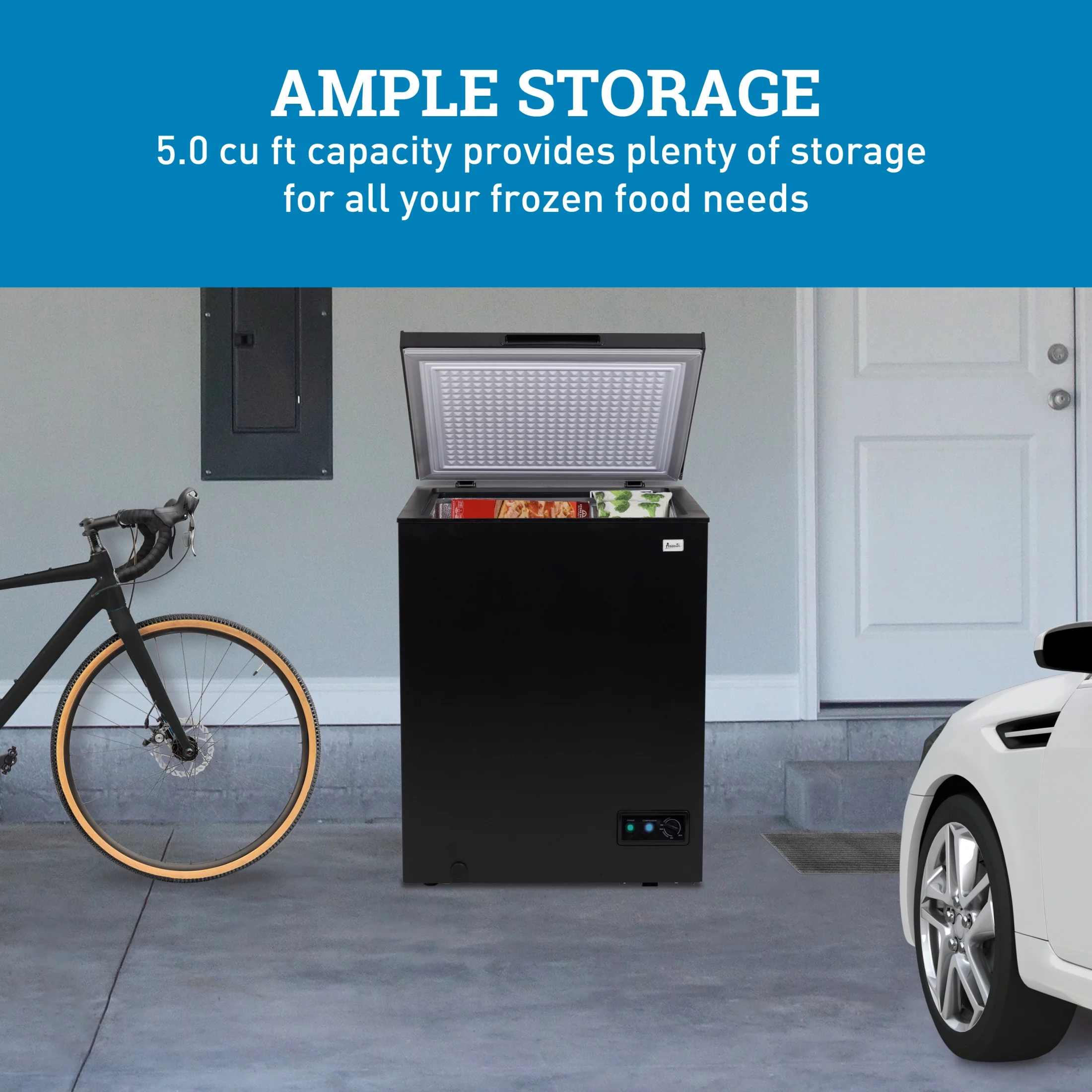 Avanti Garage Ready Chest Freezer, 5.0 cu. ft. Capacity, in Matte Black (?AVCF50MB)