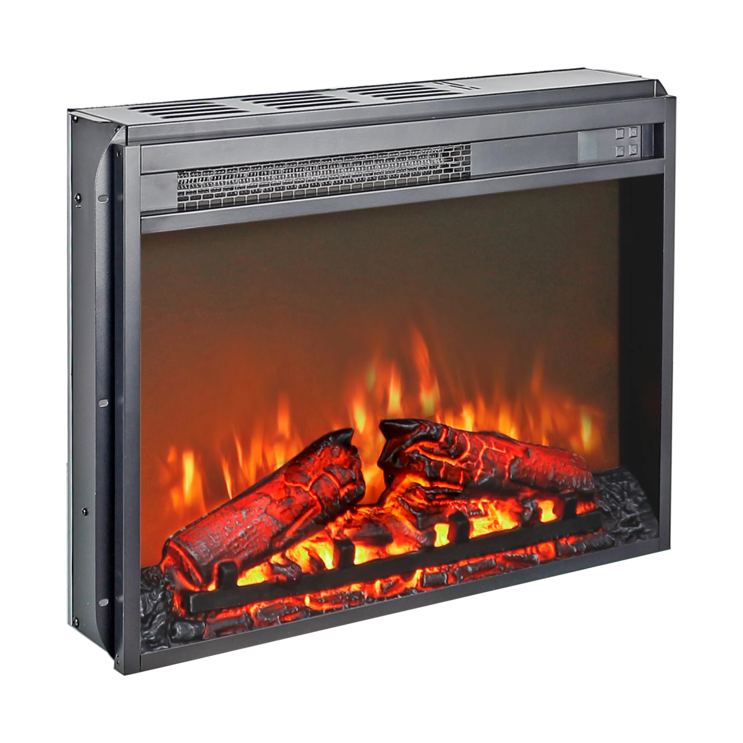 23 inch Remote Electric Fireplace Insert, Ultra Thin Heater with Log Set & Realistic Flame, 1400W/5000 BTU's Freestanding Fireplace Heater for TV Stand or Mantel, Overheating Protection, Rapid Heating