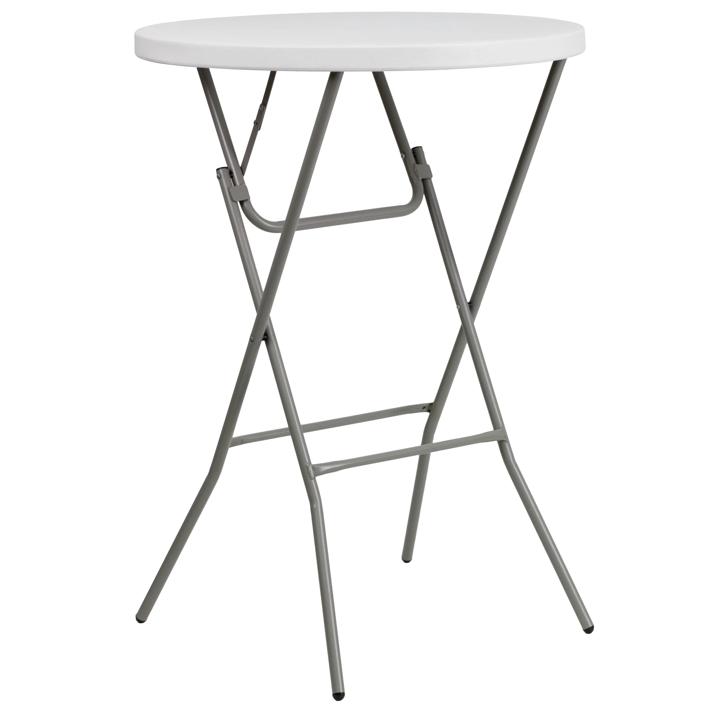 EMMA + OLIVER Emma + Oliver 2.6-Foot Round Granite White Plastic Bar Height Folding Event Table