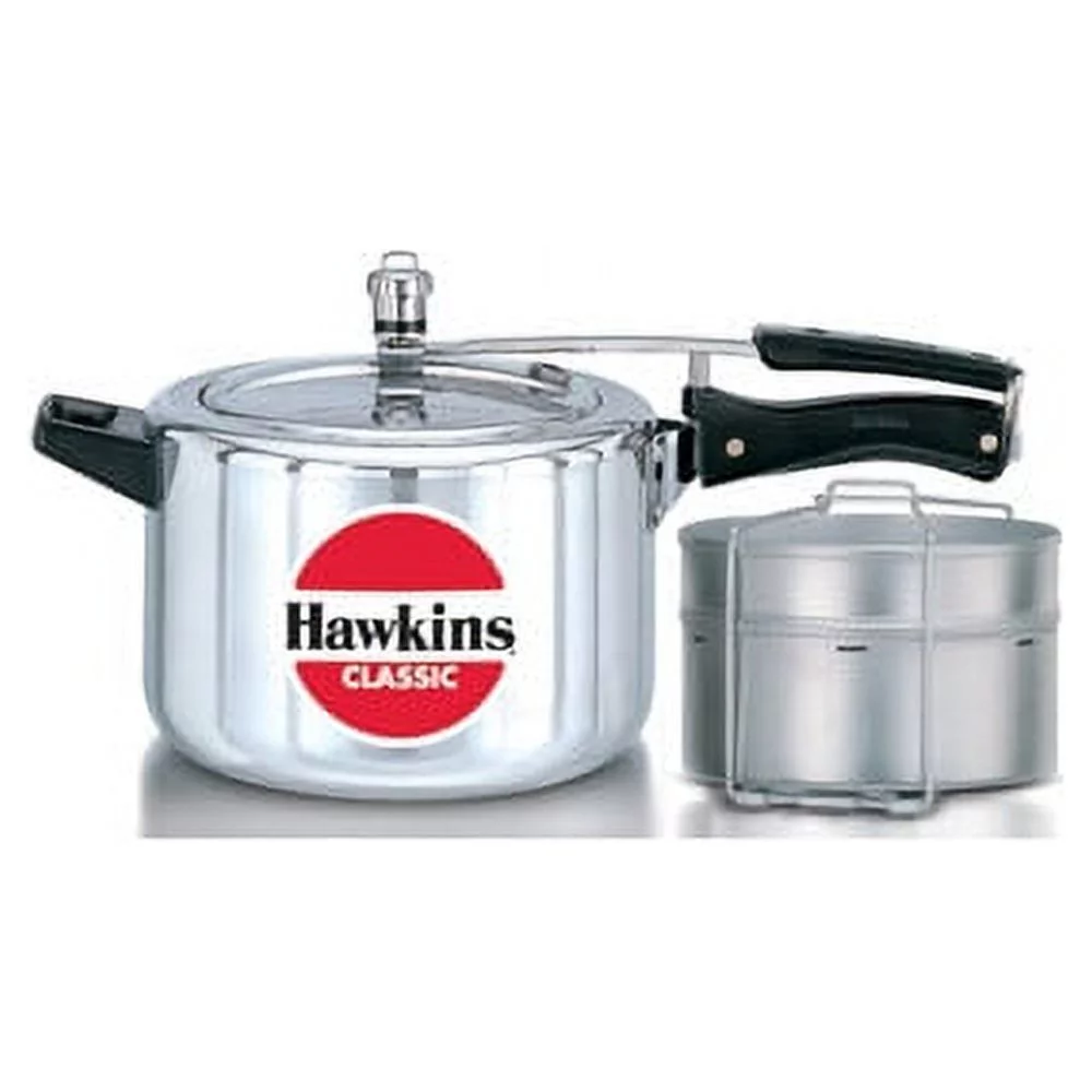 Hawkins 6.5-Liter Classic New Improved Aluminum Pressure Cooker with Separator, Small, Silver