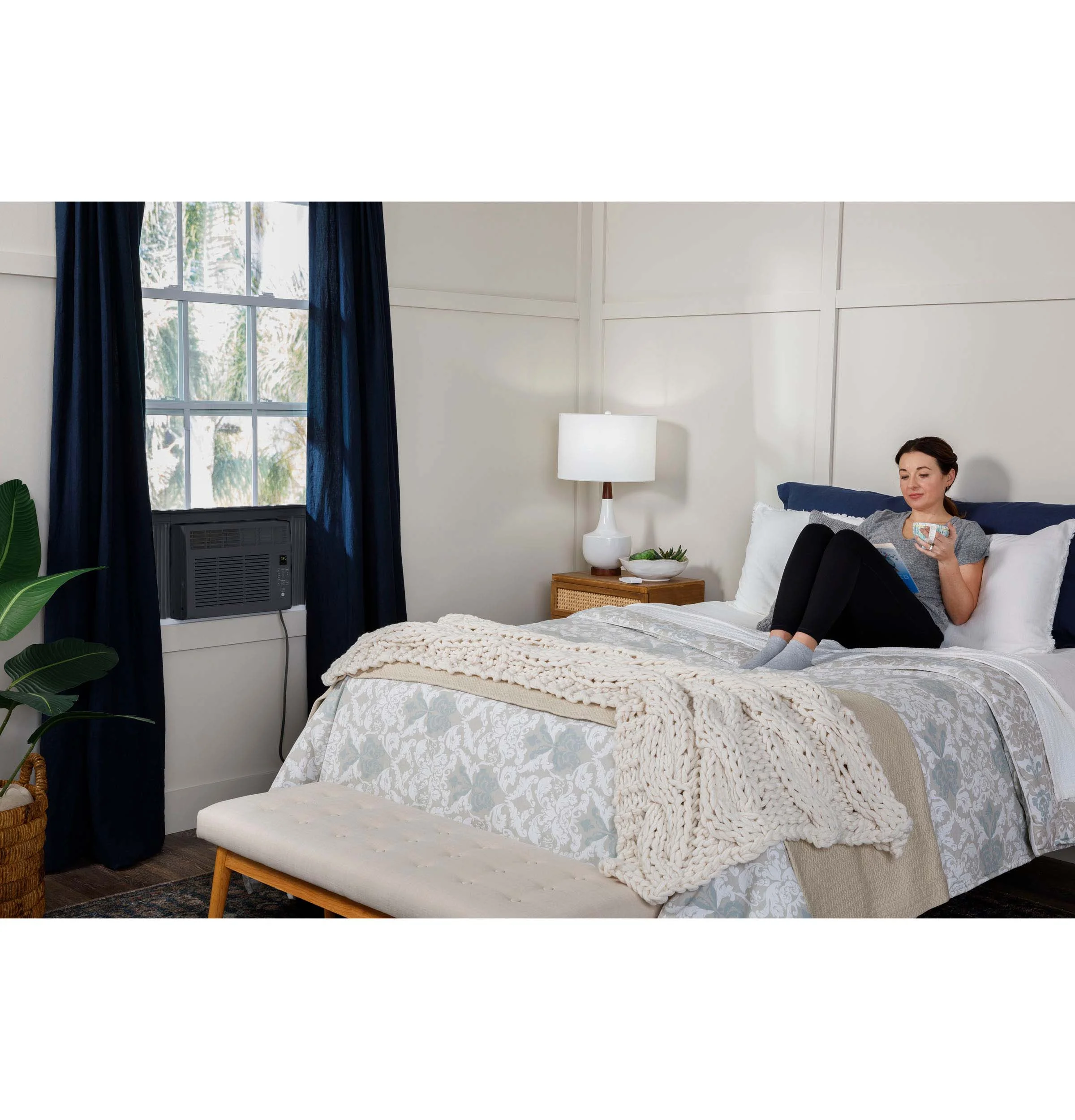 GE 5,000 BTU Window Air Conditioner, Black, Cools up to 150 Sq ft, Easy Install Kit & Remote Included, 115V