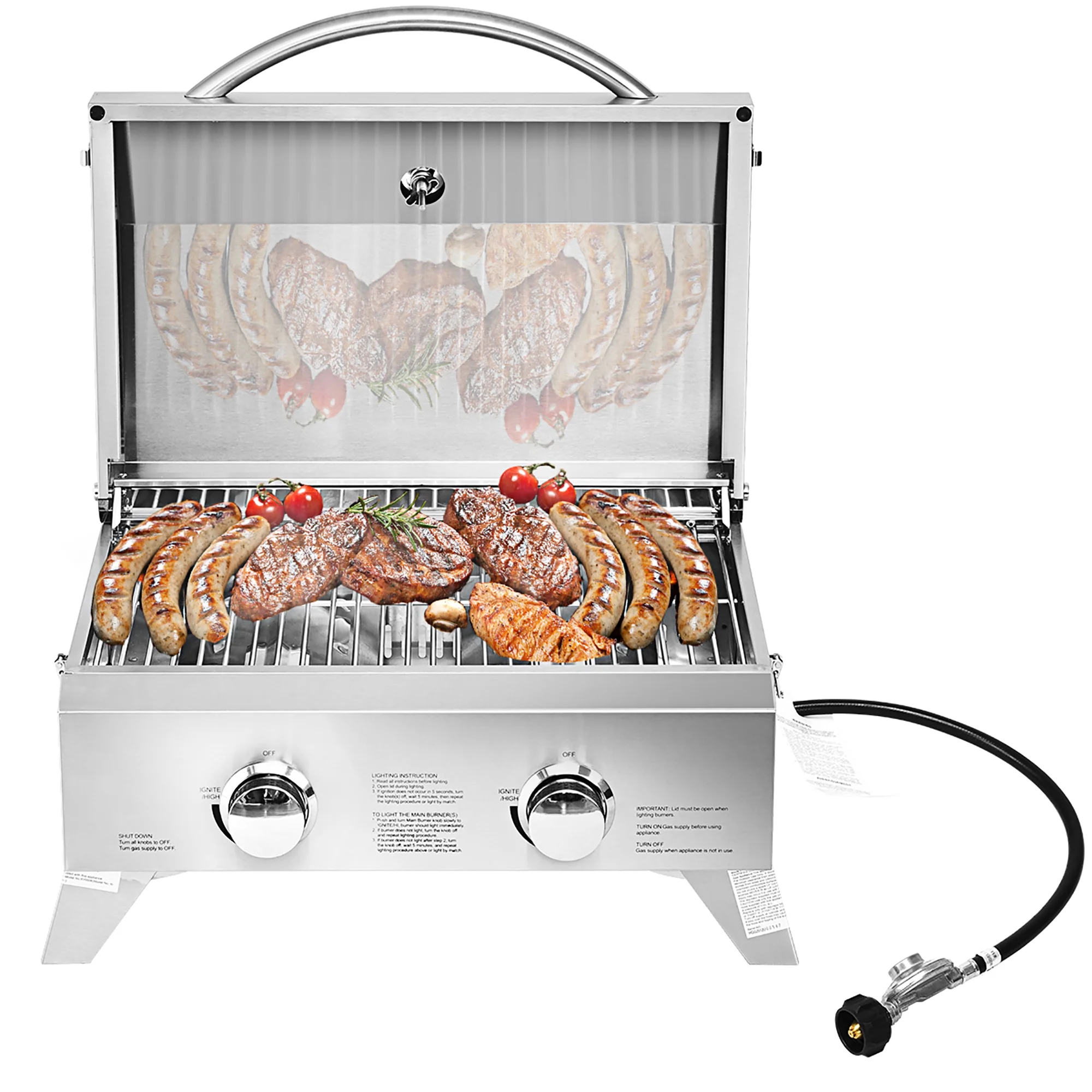 Costway 20,000 BTU Stainless Steel Propane Grill for Outdoor Camping, Picnics, Tailgating, Sliver