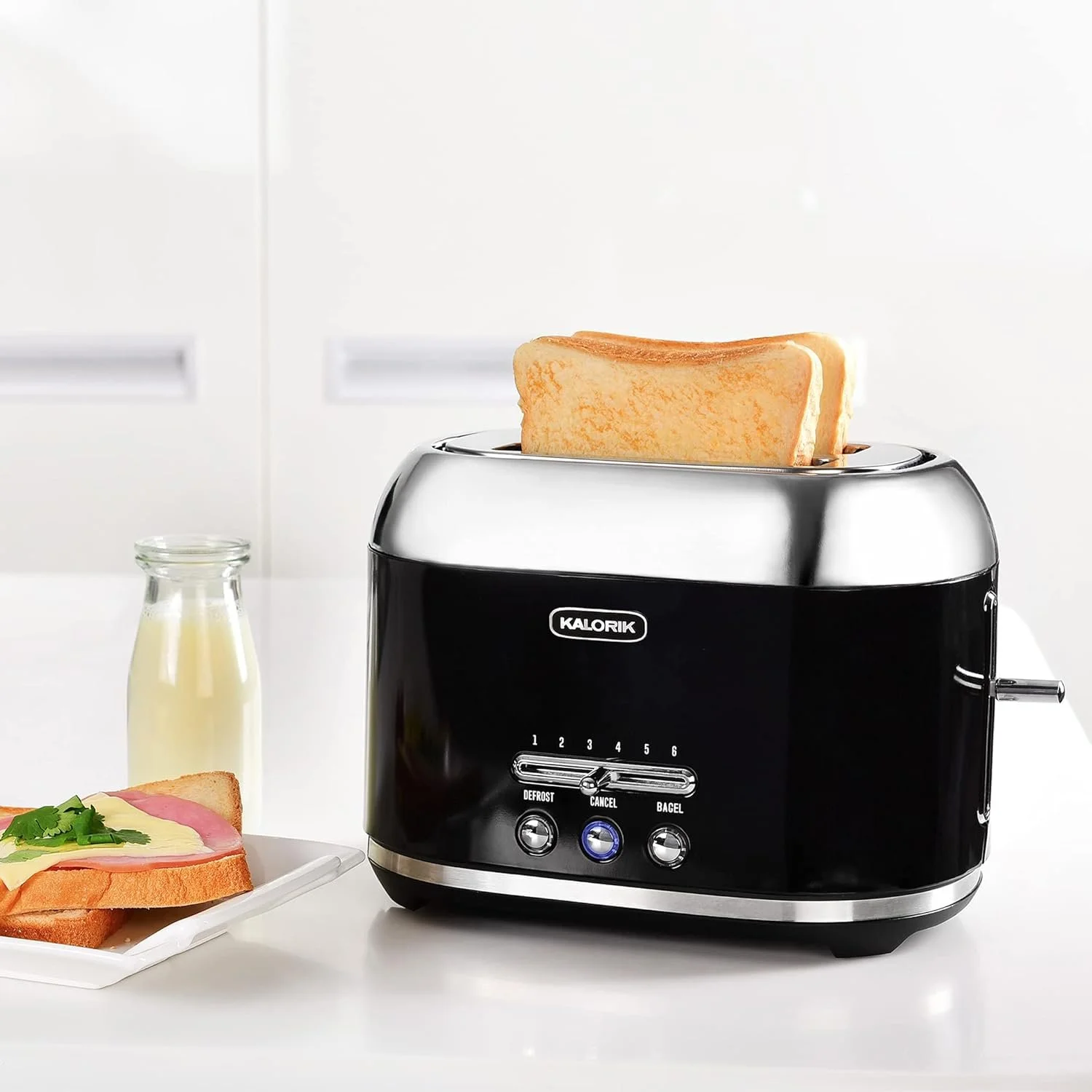 Kalorik Modern Heavy Duty 2-Slice Rapid Toaster with Removable Crumb Tray, Black