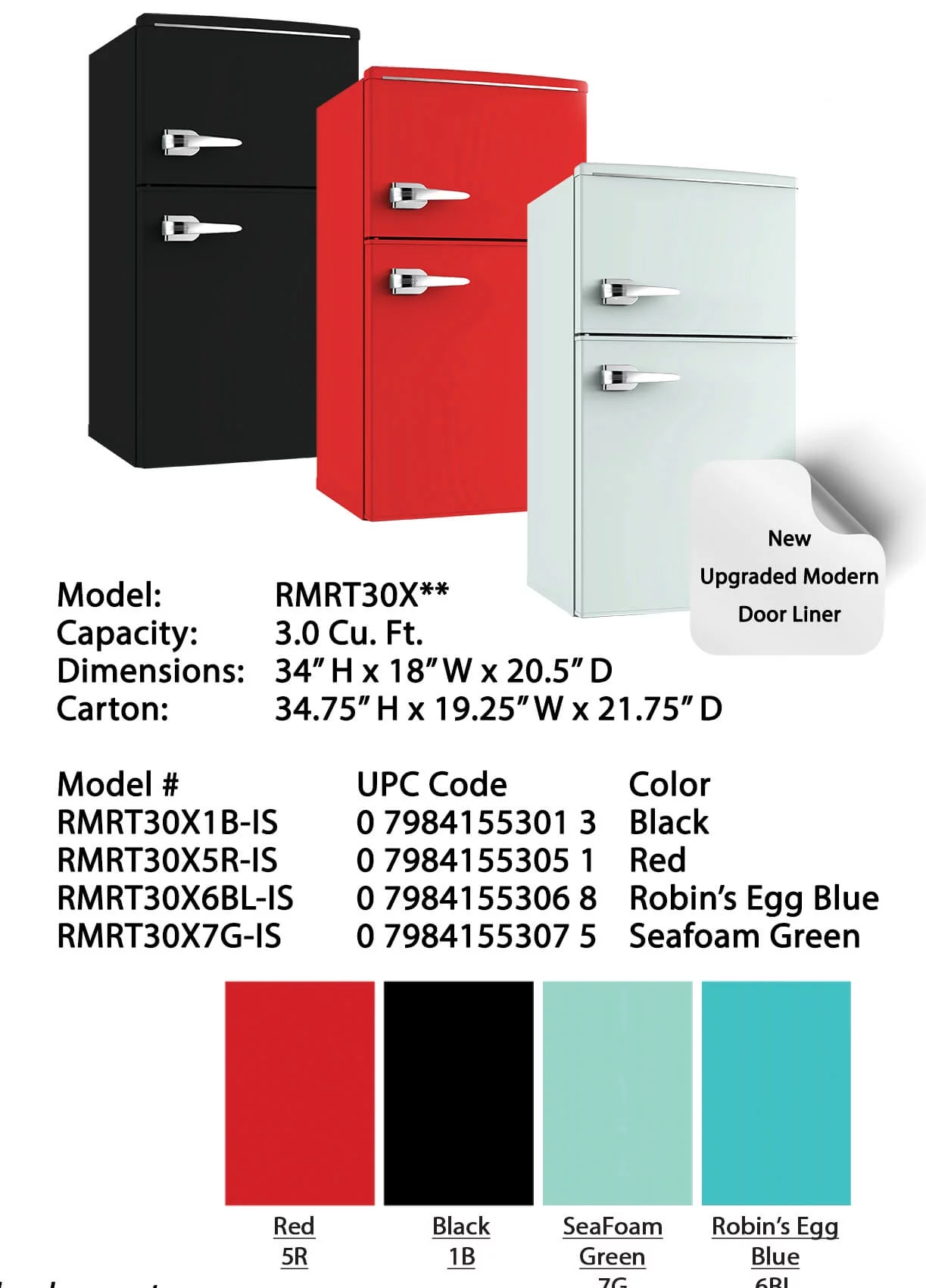 Avanti RMRT30X1BIS 3.0 C.F Retro Style Refrig Blk