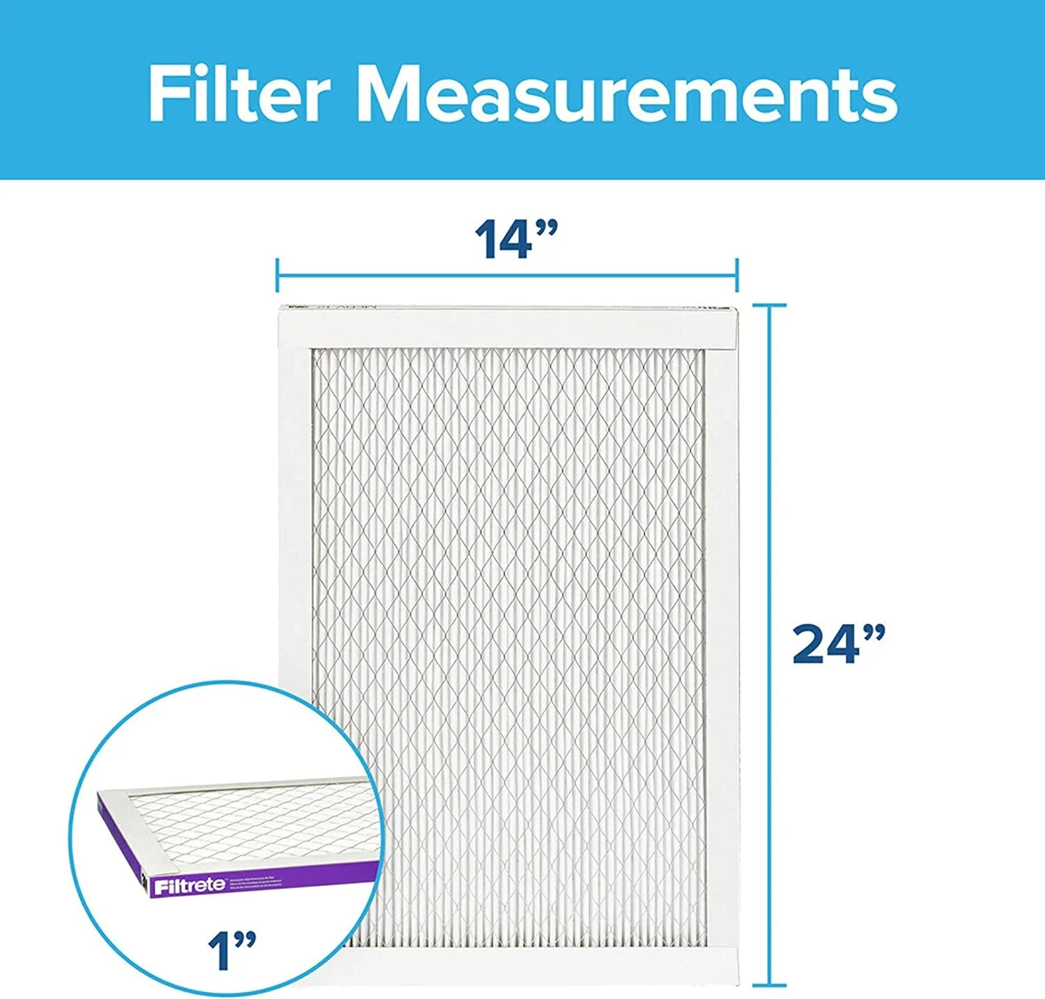 Filtrete 14x24x1, AC Furnace Air Filter, MPR 1500, Healthy Living Ultra Allergen, 6-Pack exact dimensions 13.81 x 23.81 x 0.78
