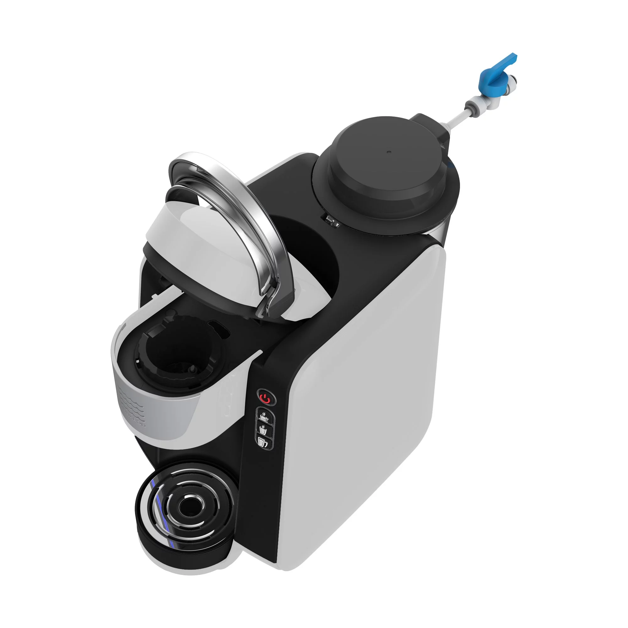 JAVAPod K-Cup Single Serve Coffee Maker & Brewer, Reusable Pod Capsule,Integrated Mesh Strainer, Refillable or In-Line Water for Home & Offices-White