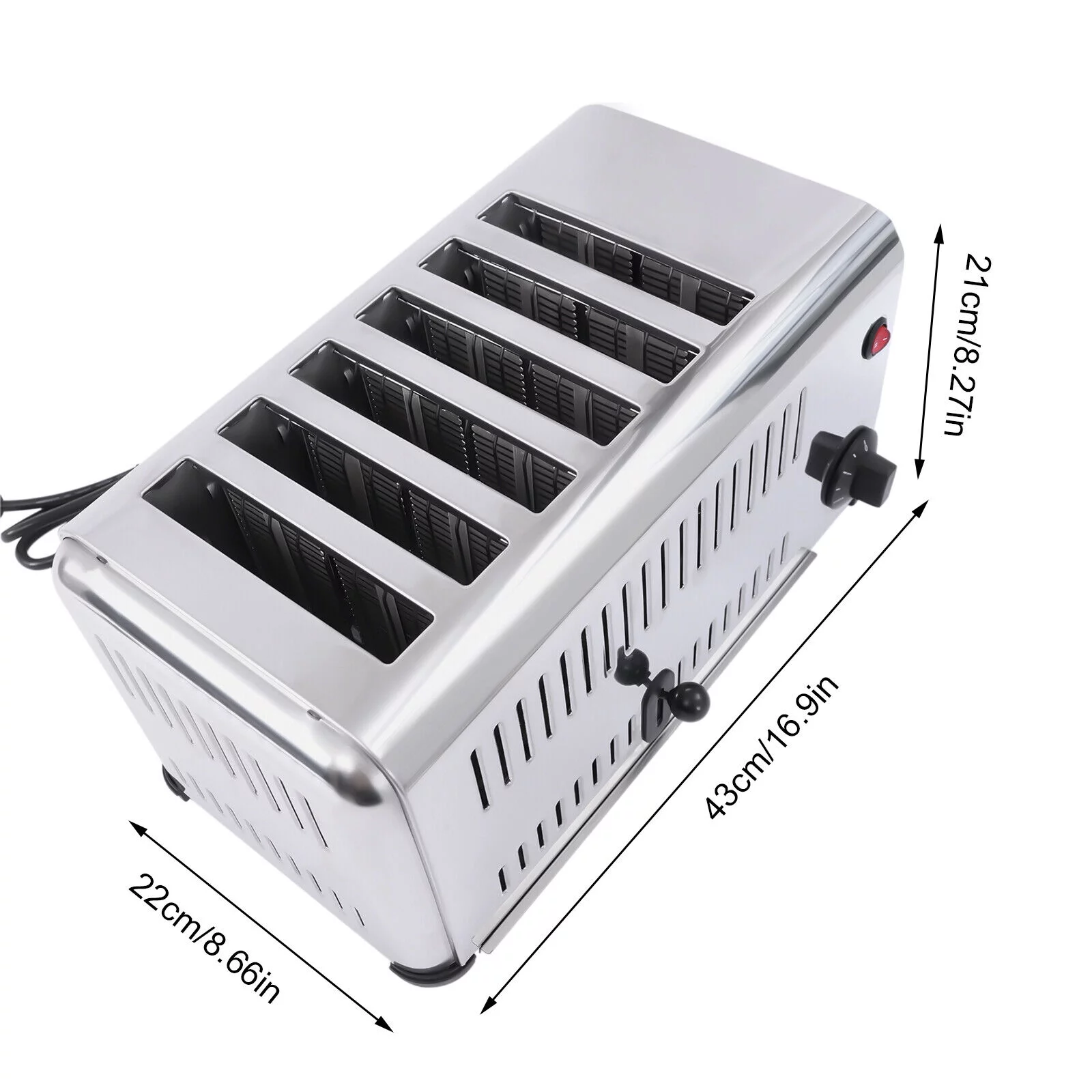 Commercial Stainless Steel Electric 6 Slice Toaster Machine Cool Touch Toaster
