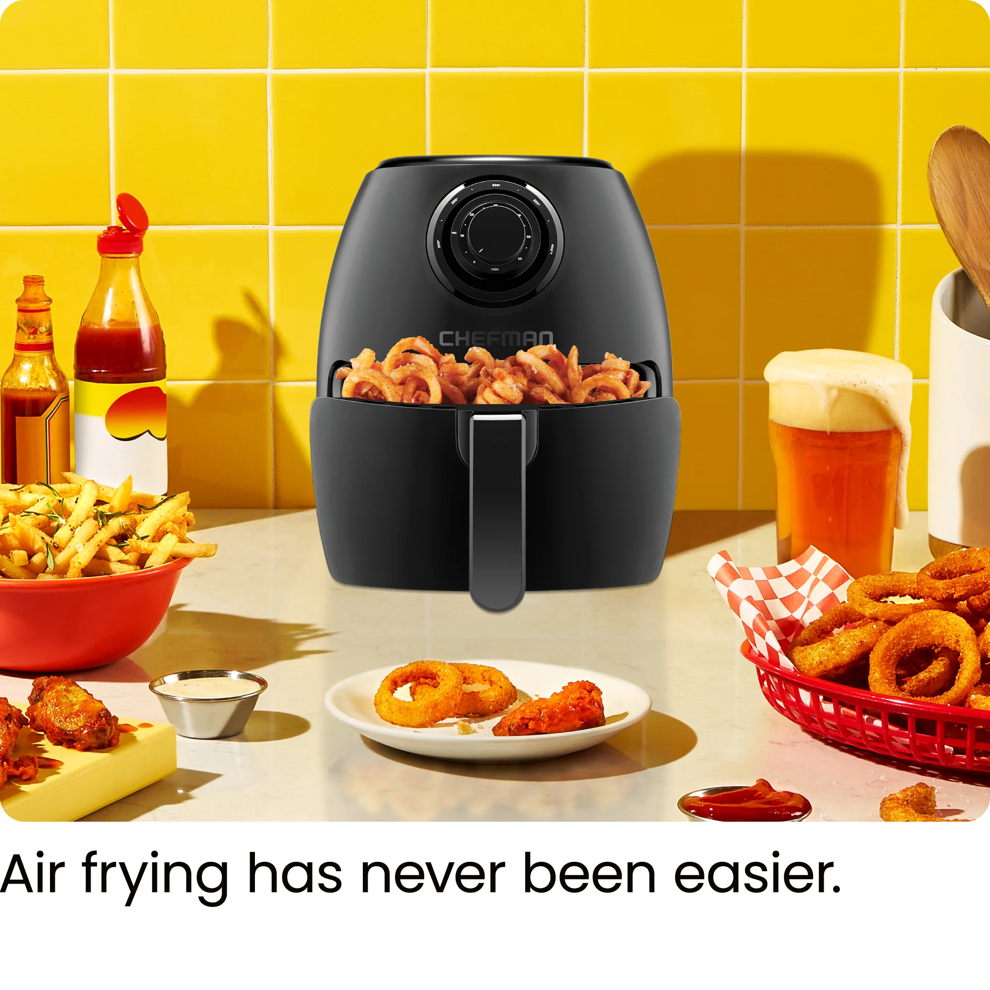 Chefman Turbo Fry 3.5-Quart Air Fryer w/ 60 Minute Timer and Dishwasher Safe Basket - Black, New