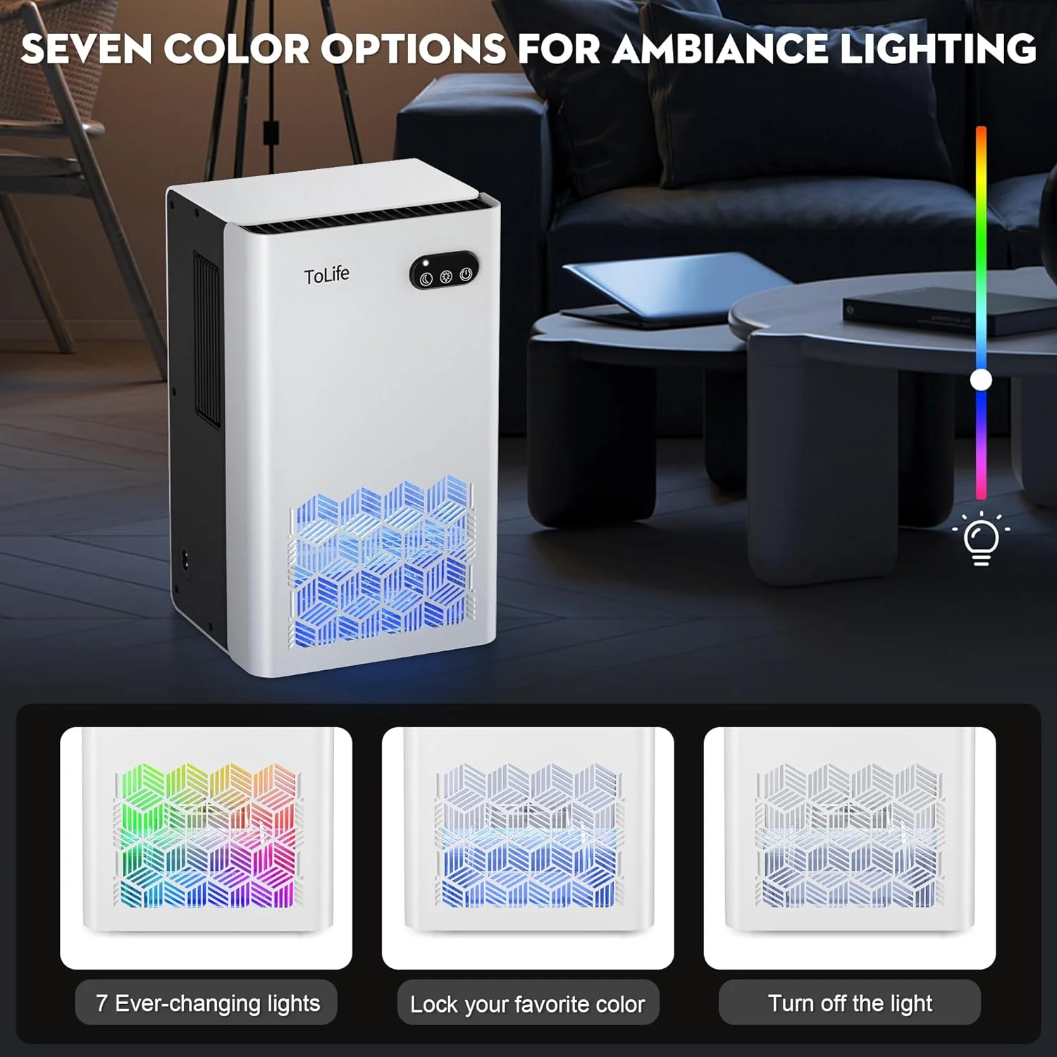 Dehumidifier, Dehumidifiers for Room, 95 OZ Water Tank, (950 sq.ft) Dehumidifiers for Basement Home Bathroom Bedroom with Auto Shut Off, 7 Colors LED Light, White