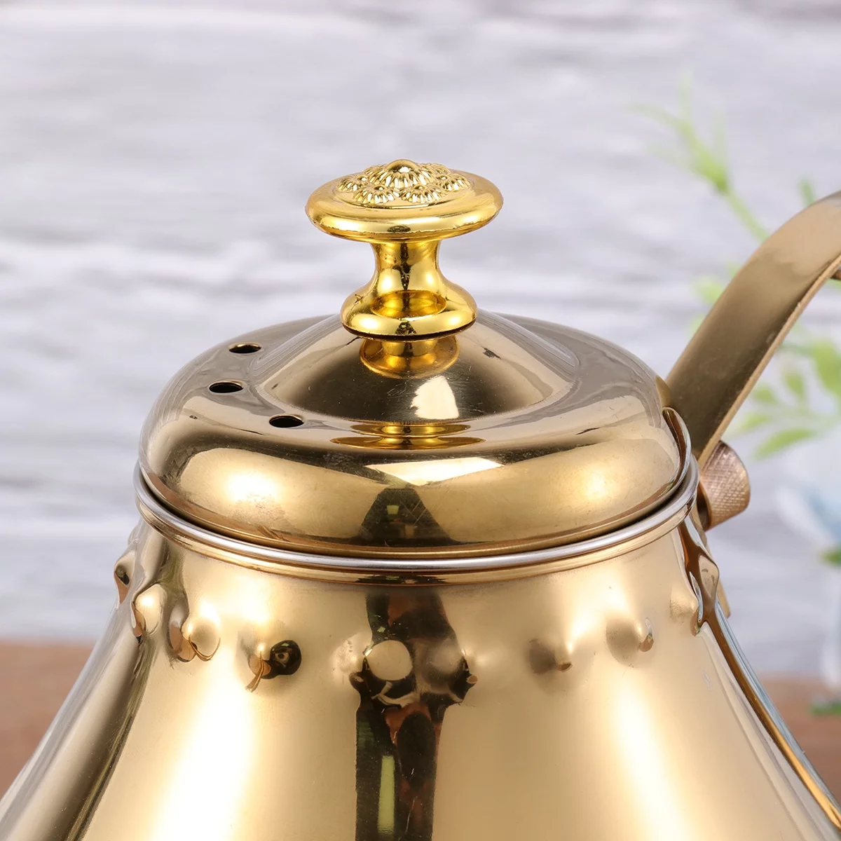 3pcs 1.2L Stainless Steel Kettle Long Mouth Water Heater Hot Tea Coffee Tableware for Home Office (Golden)