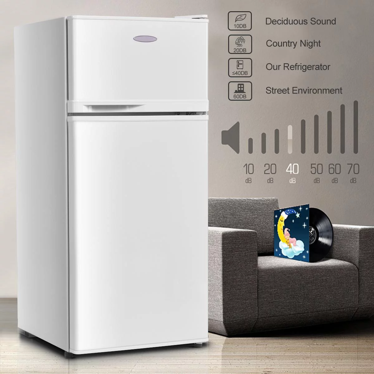 Giantex Compact Refrigerator, 3.4 cu. ft. Mini Cooler Fridge, Freestanding Fridge w/Adjustable Thermostat, White