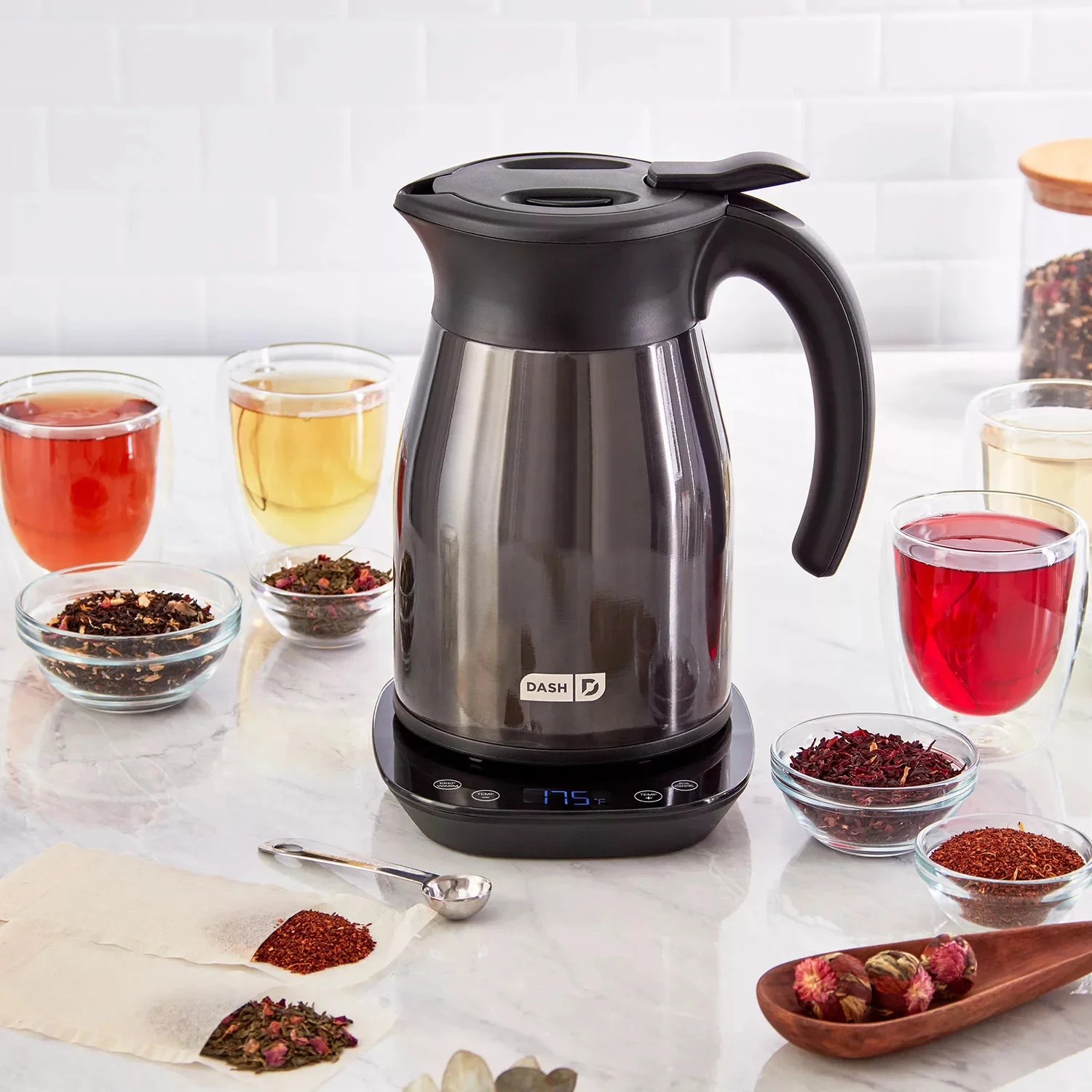 Dash Insulated Electric Kettle Cordless Hot Water Kettle - Black Stainless Steel, 57oz/1.7L