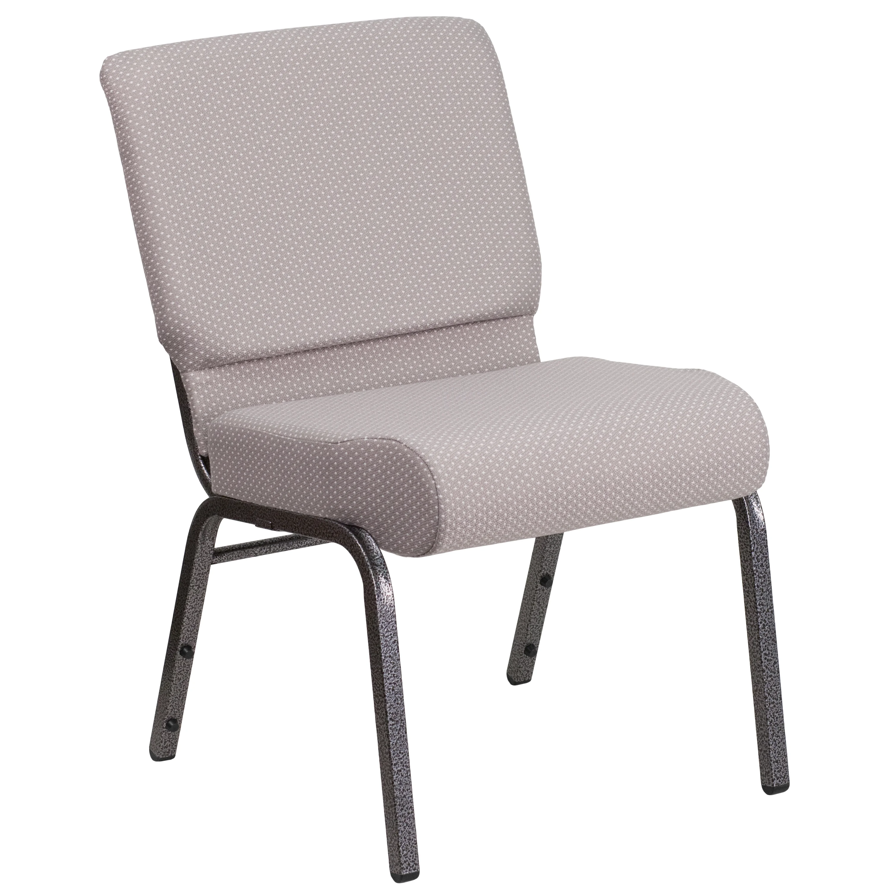 Emma + Oliver 21'W Church Chair in Gray Dot Fabric - Silver Vein Frame