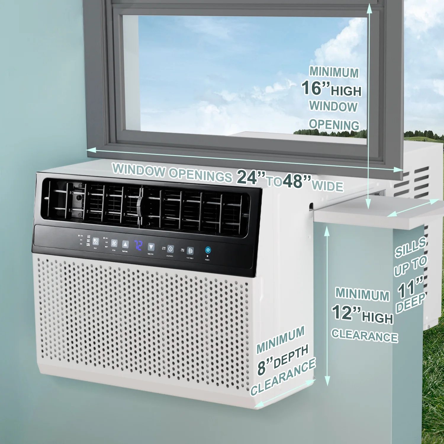 Auseo 8,100BTU (12,000BTU ASHRAE) Window Air Conditioner, Cools 550 Sq.ft., 6 Modes, 24H Timer, Energy-Saving & Low Noise, Remote Control for Home/Office/Dorm/Apt-White