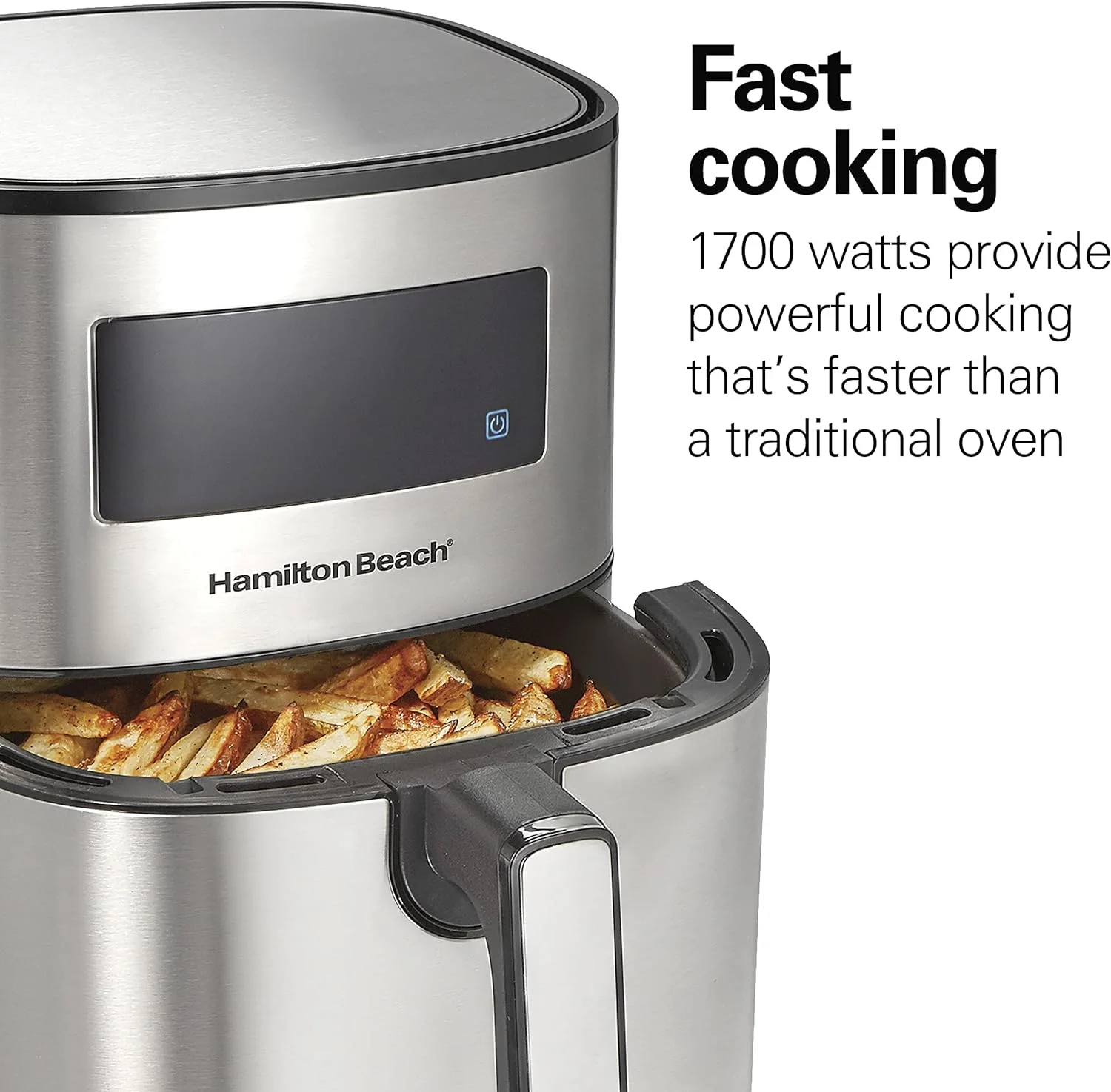 Hamilton Beach Digital Air Fryer, 5.8 Quart Capacity, Nonstick, Stylish Stainless Steel, 35075