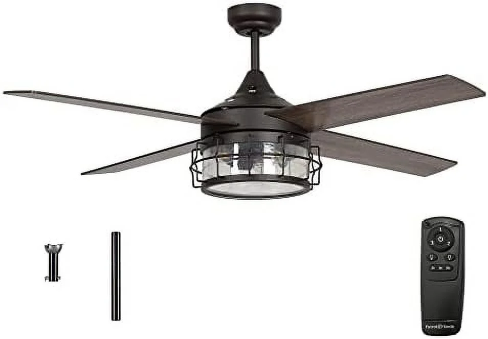 JYHOME Ceiling Fans with Lights and Remote Black Farmhouse Ceiling Fan for Bedroom Outdoor Ceiling Fans for Covered Patios with Light 52 Inch