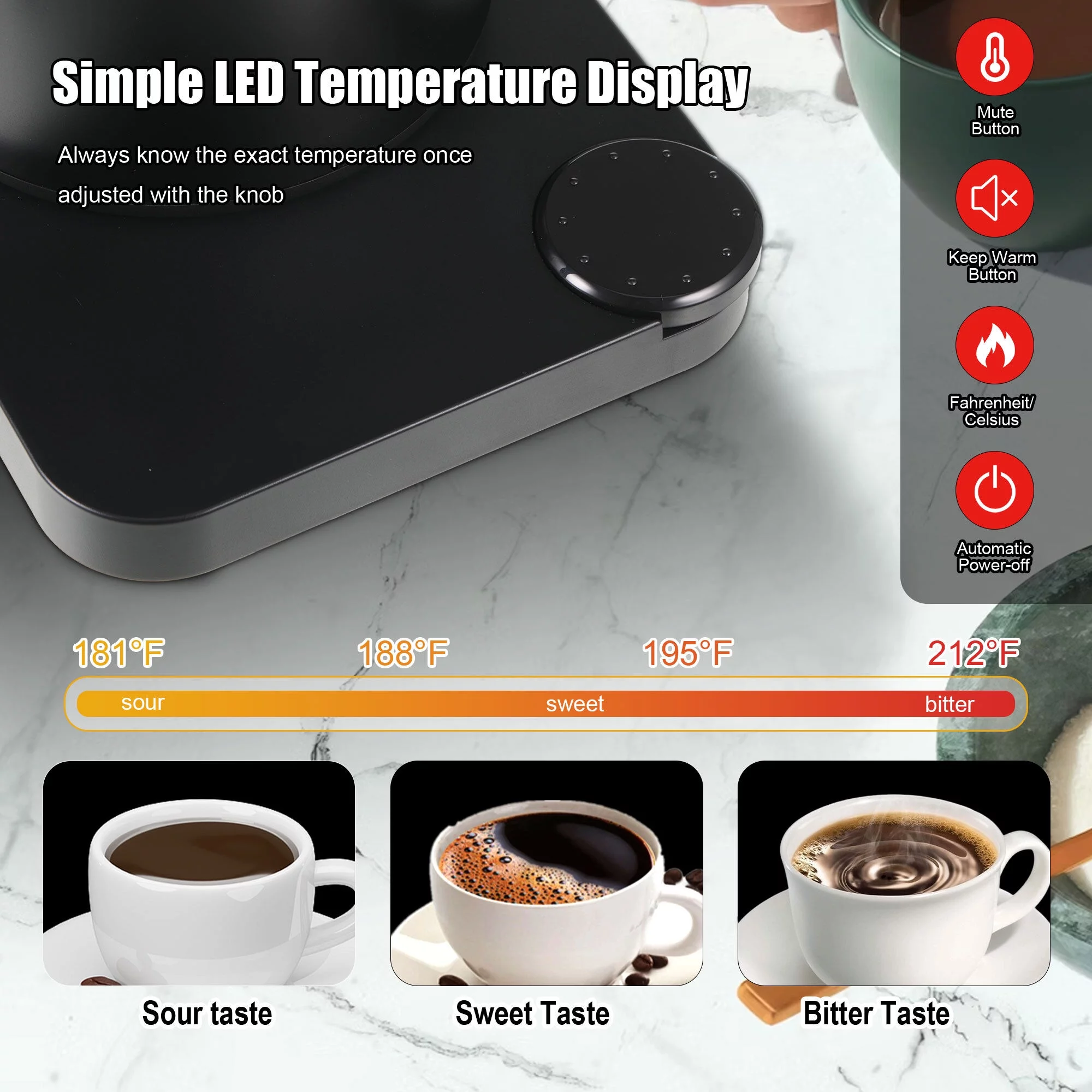 ABIDE Gooseneck Electric Kettle, Temperature Variable Electric Pour-Over Kettle for Coffee Tea Brewing, Built-in Stopwatch, 30oz/0.9L Large Capacity, 1H Temperature Holding
