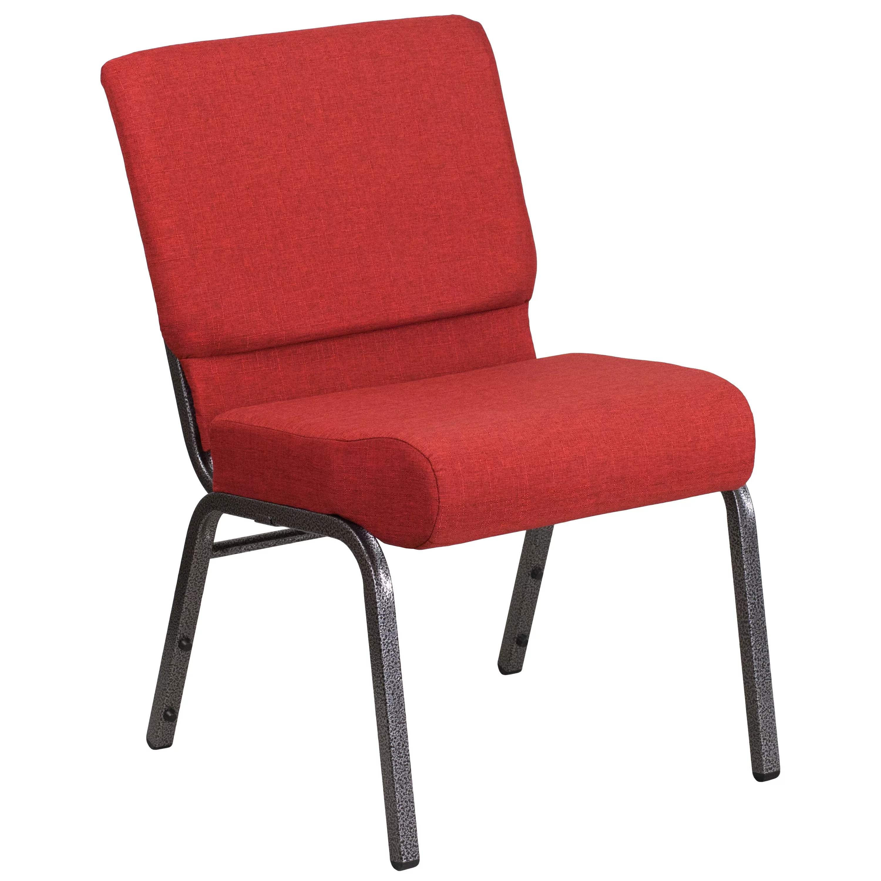 Emma + Oliver 21'W Stacking Church Chair in Crimson Fabric - Silver Vein Frame