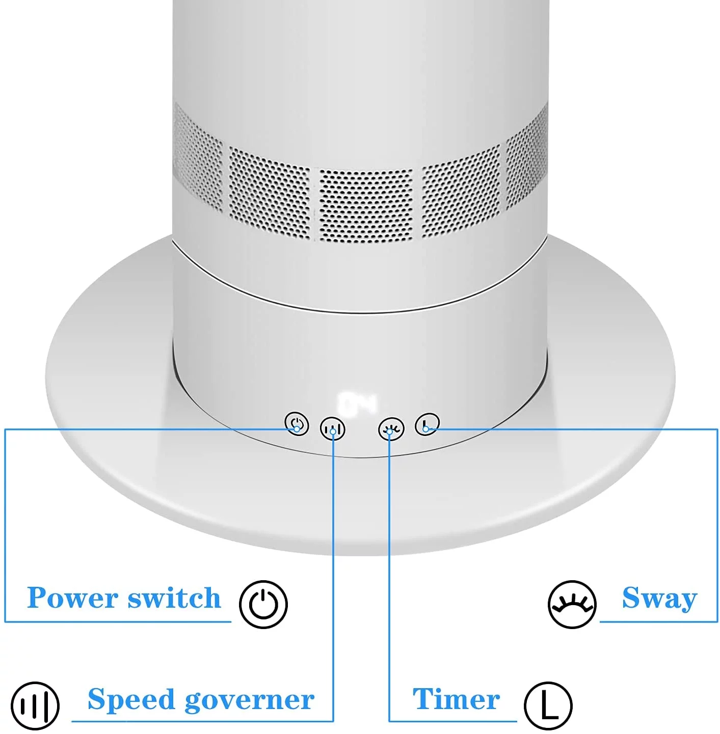 HealSmart Sufficient Size Bladeless Fan, 10 Speeds Settings, 10-Hour Timing Closure Bladeless Fan,White