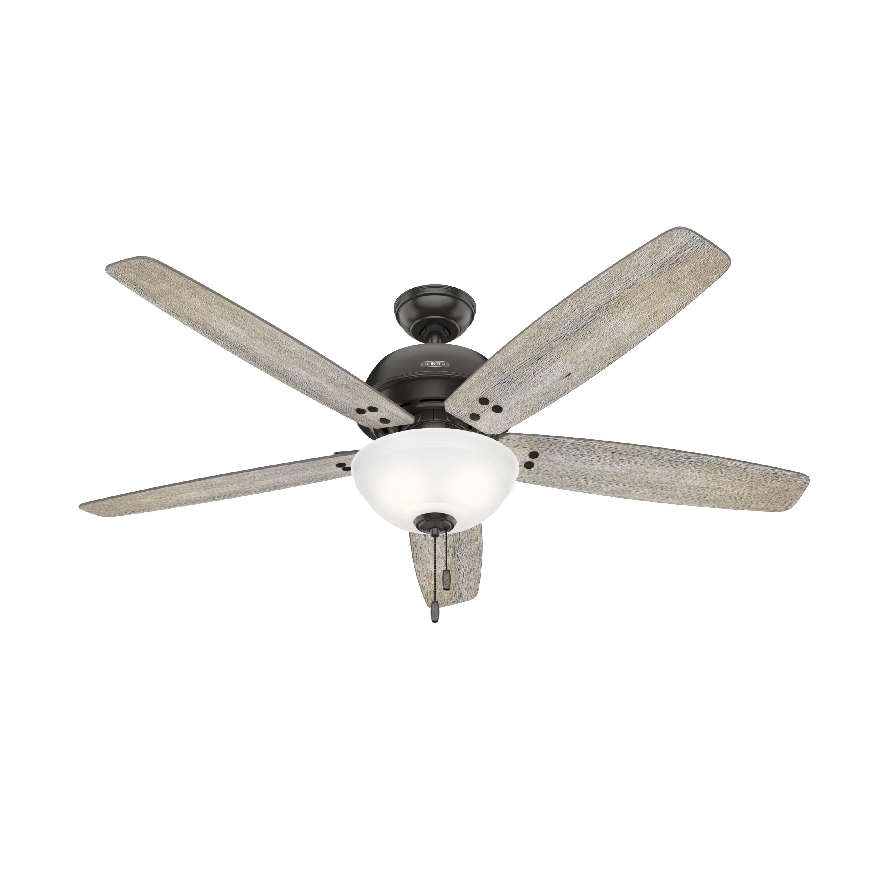 HUNTER - 52399 - Hunter 60 inch Reveille Noble Bronze Ceiling Fan with LED Light Kit and Pull Chain