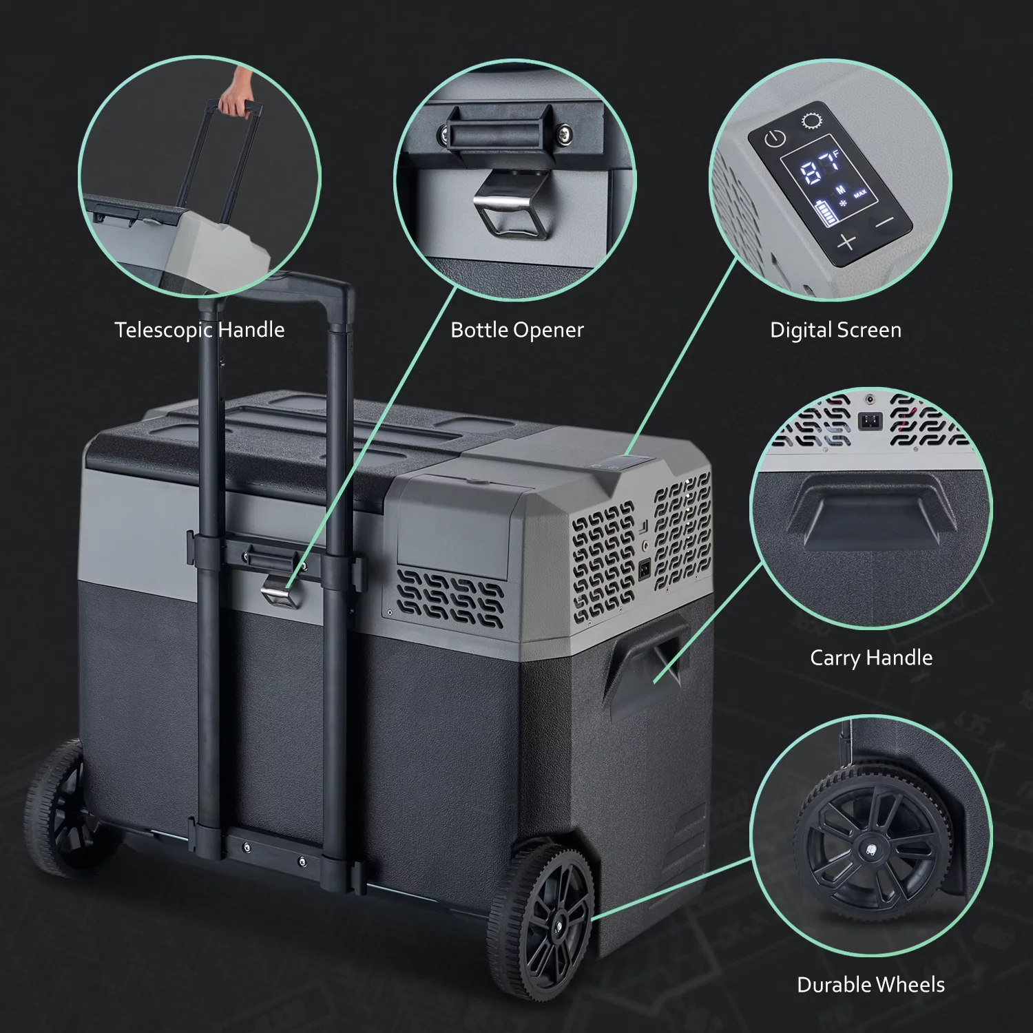 BornTech 52 Liter Portable Electric Cooler for Car Freezer Compact Fridge for Truck RV Boat Camping