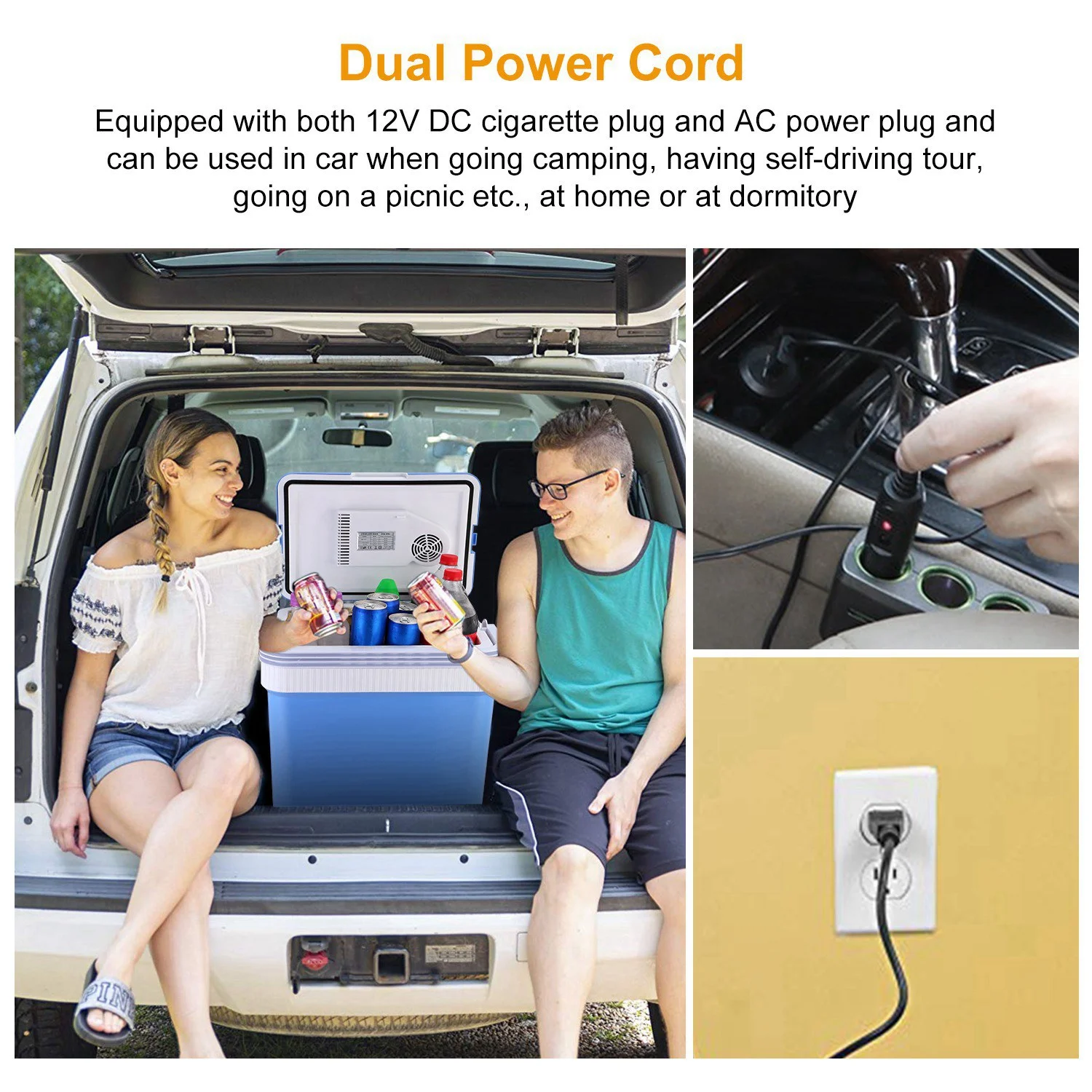 Car Electric Cooler & Warmer with Handle iMounTEK 24L Portable 12V Car Refrigerator Small Personal Electric Fridge for Home Car RV Camping Traveling Use