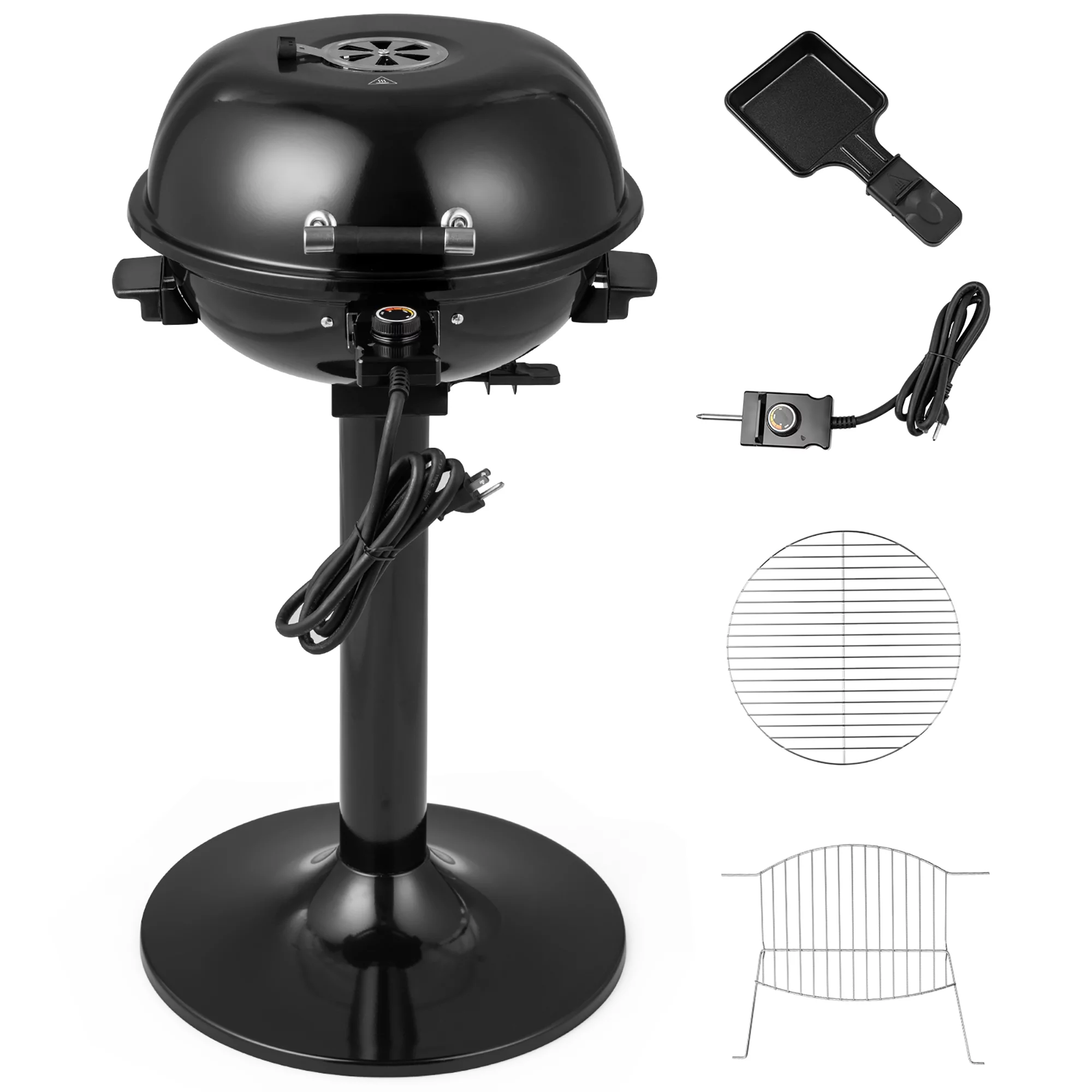 Costway 1600W Electric BBQ Grill with Warming Rack, Temperature Control & Grease Collector Black