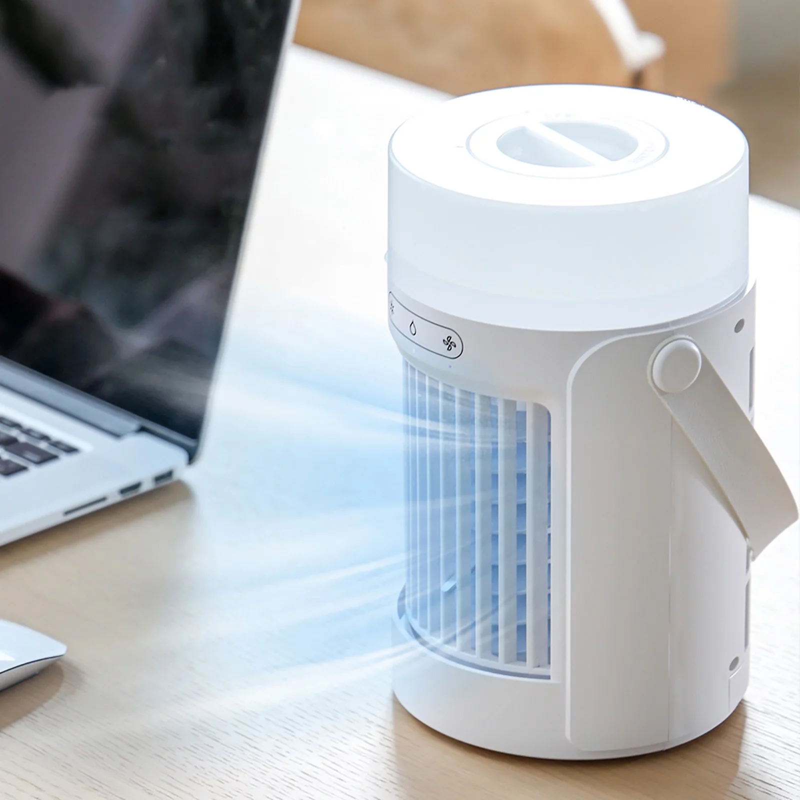A Must-Have For Summer Personal Conditioner, Portable Cooler, Mini Cooler, Personal Evaporative Cooler, Humidifier, Purifier With 7 Colors Led Light, 3 Speed Desktop Fan For Home, Roo Clearance