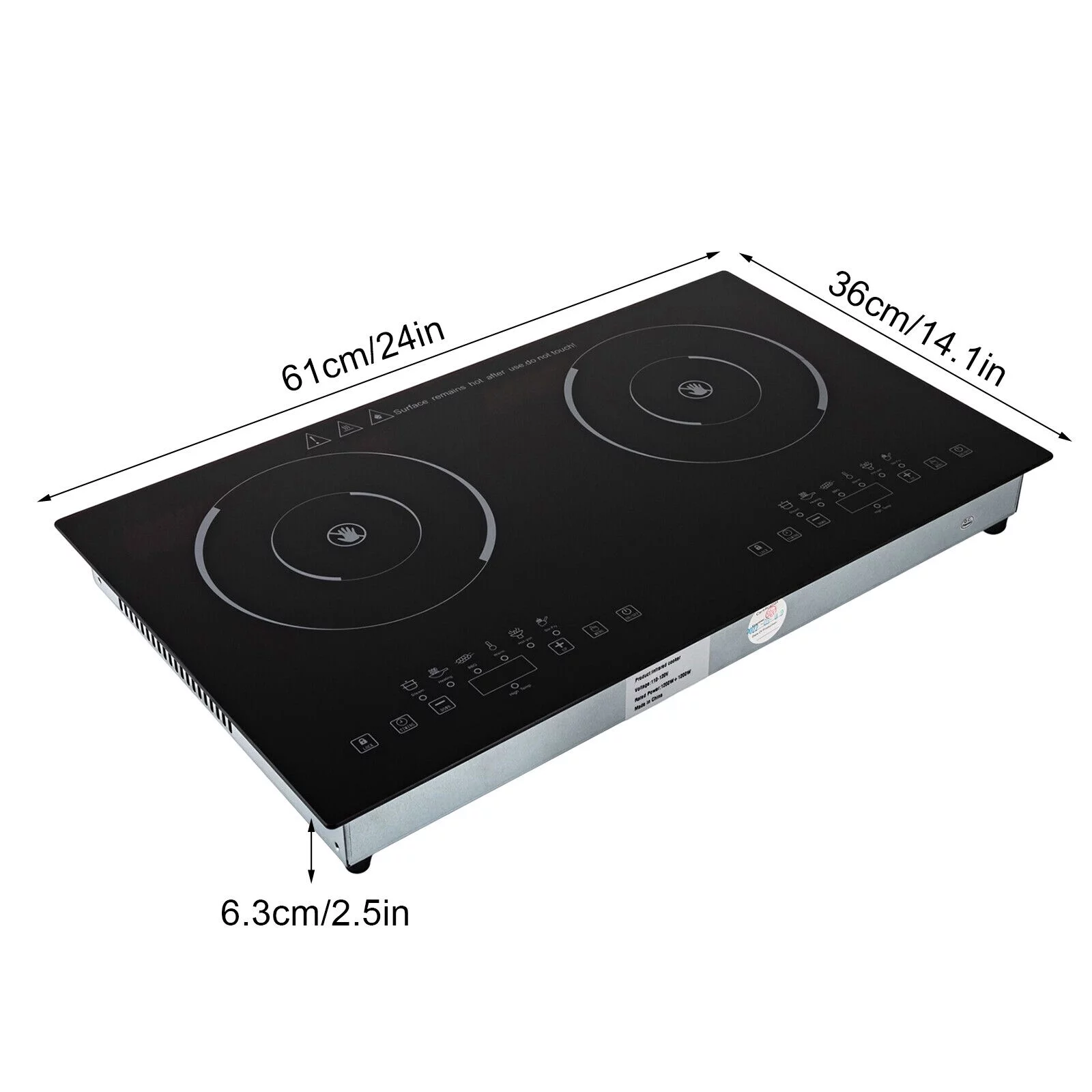 Adjustable Electric Stove Ceramic Cooktop with 2 Burners for Campervans Caravans
