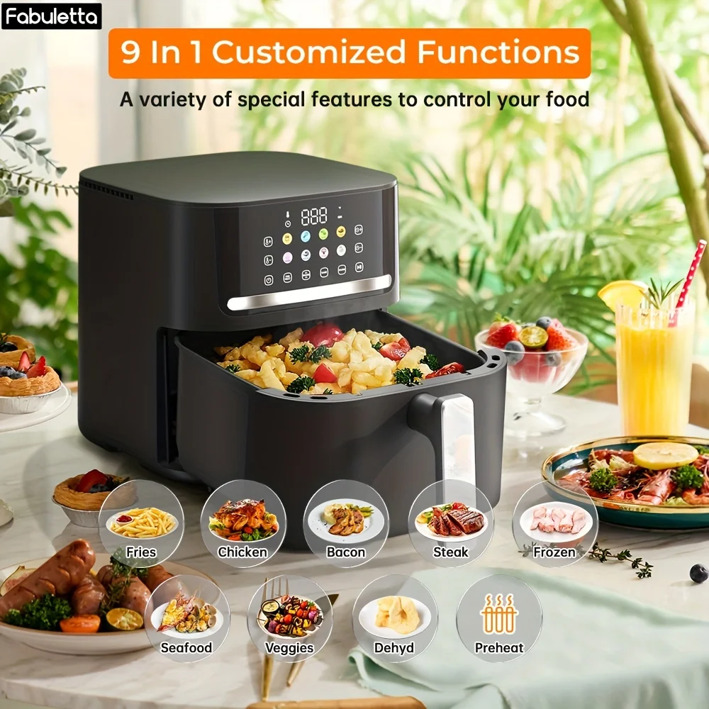 Air Fryer, 6.5QT Air Fryer Oven With Smart Coloful Screen, 10 in 1 Customizable Functions, 1-Touch Digital Display Large Air fryer, Shake Reminder, Up to 450��F, Nonstick Dishwasher-Safe Basket