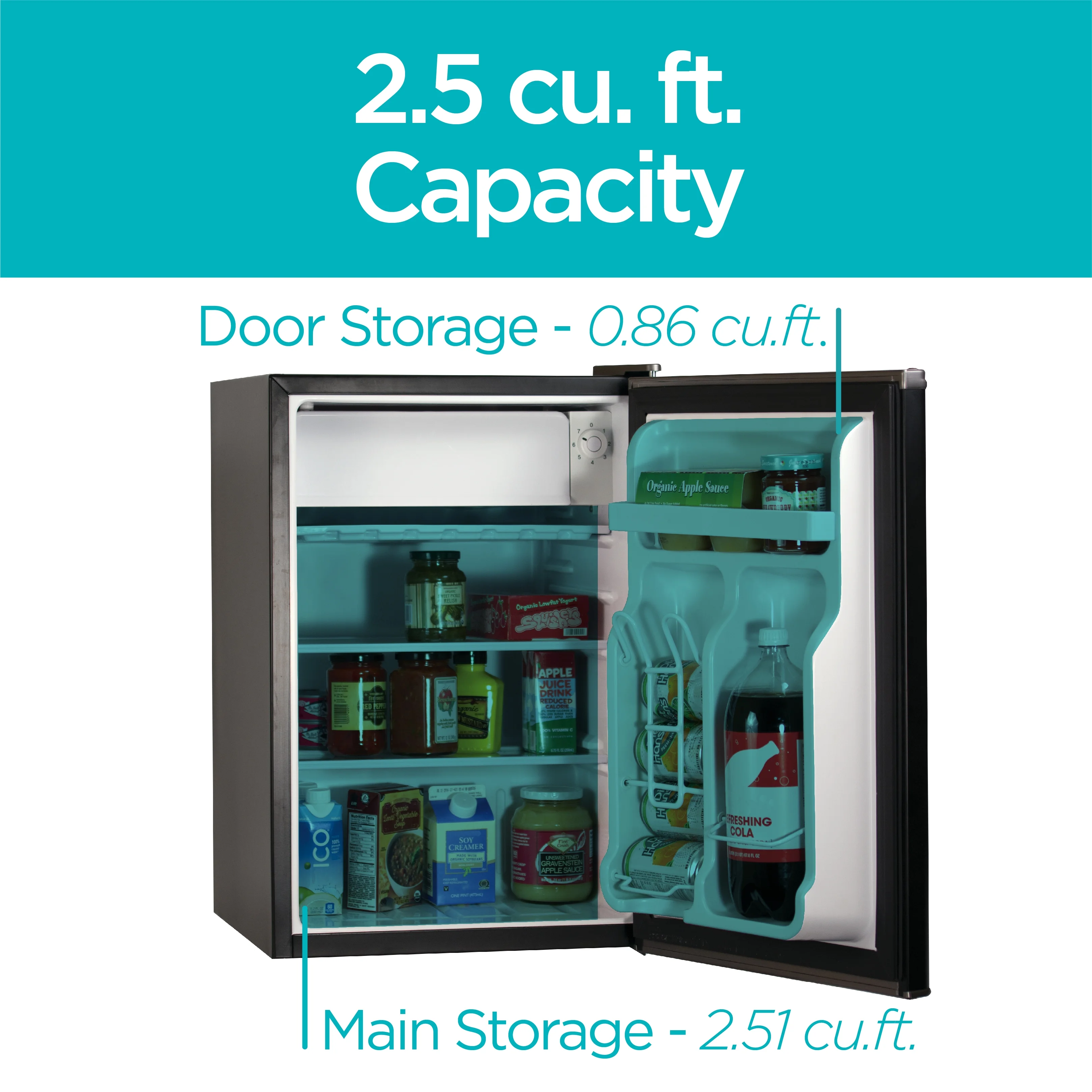 BLACK+DECKER BCRK25B Compact Refrigerator Energy Star Single Door Mini Fridge with Freezer, 2.5 Cubic Feet, Black