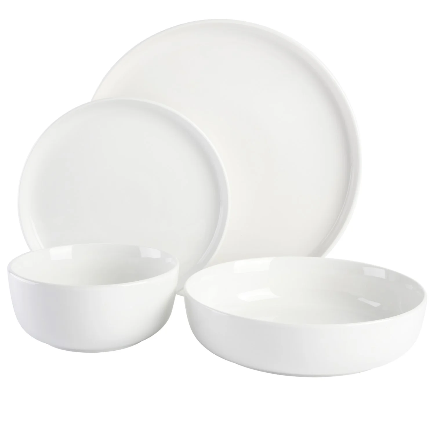 Gibson Home Vienna Dinnerware Dishes Set, Service for 4 (16pcs), White