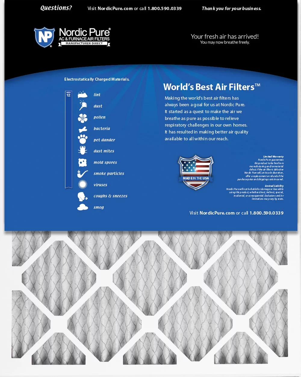 14x24x1 (13_3/4x23_3/4) Pleated MERV 12 Air Filters 6 Pack