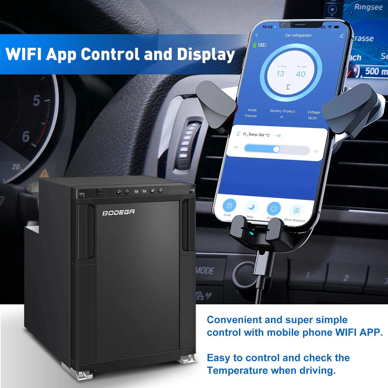 Car Refrigerator Freezer 12 Volt with Compressor & APP Control, BODEGA -4�H-68�H Dual Zone Electric Cooler 12/24V DC 110-240V AC For Home & Car Outdoor Use Vehicle Camping Travel