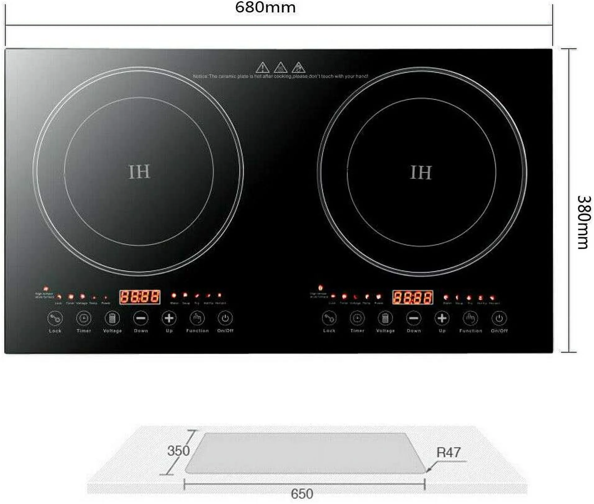 Anqidi 2400W Double Induction Cooktop, Portable Countertop Digital Electric Induction Cooker w/8 Gear Firepower 110V