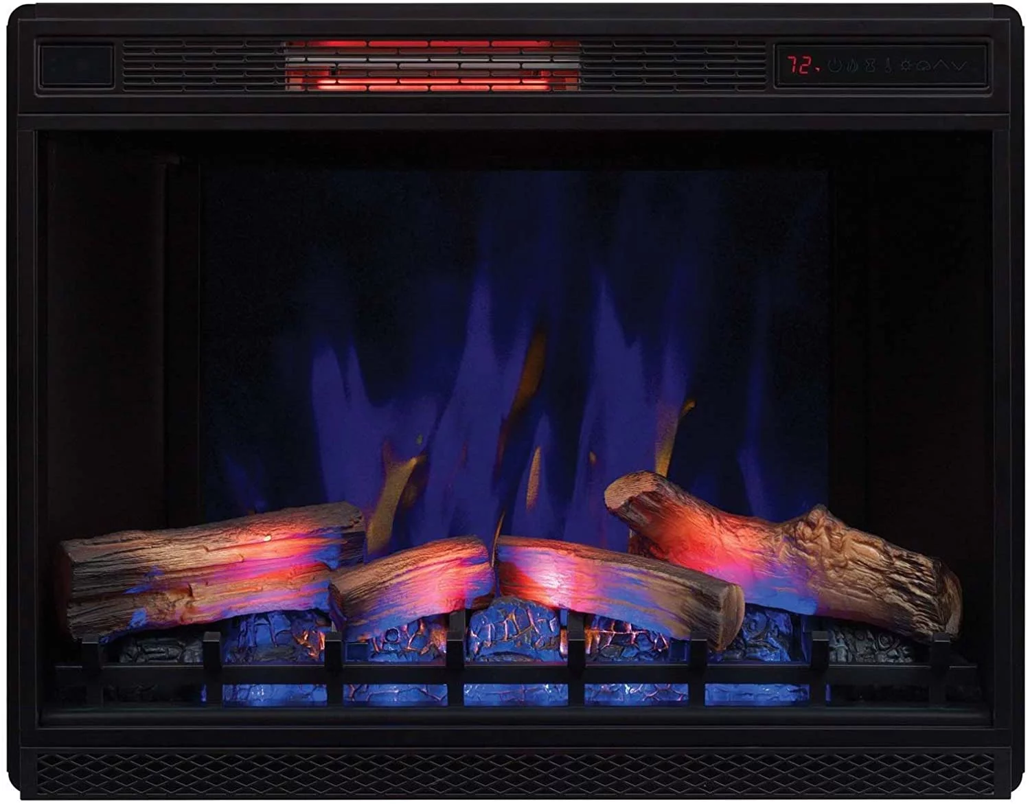 ClassicFlame 33' 3D Infrared Quartz Electric Fireplace Insert with Safer Plug and Safer Sensor, Black